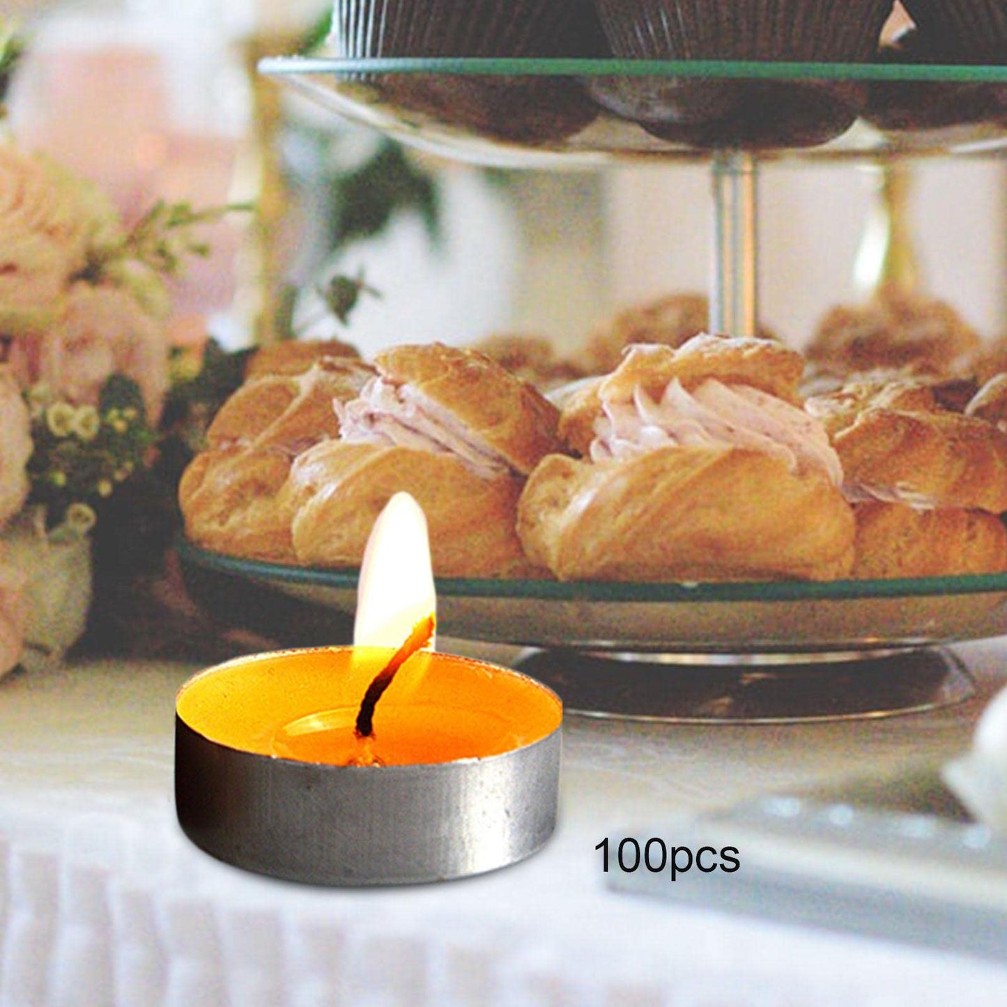 Duiaynke 100x Smokeless Round Candles 1H Long Burning Tea Light Tibetan Buddhist Church Tealight Ghee Butter Lamp Candles for Wedding Meditation Rituals Altars (Yellow)