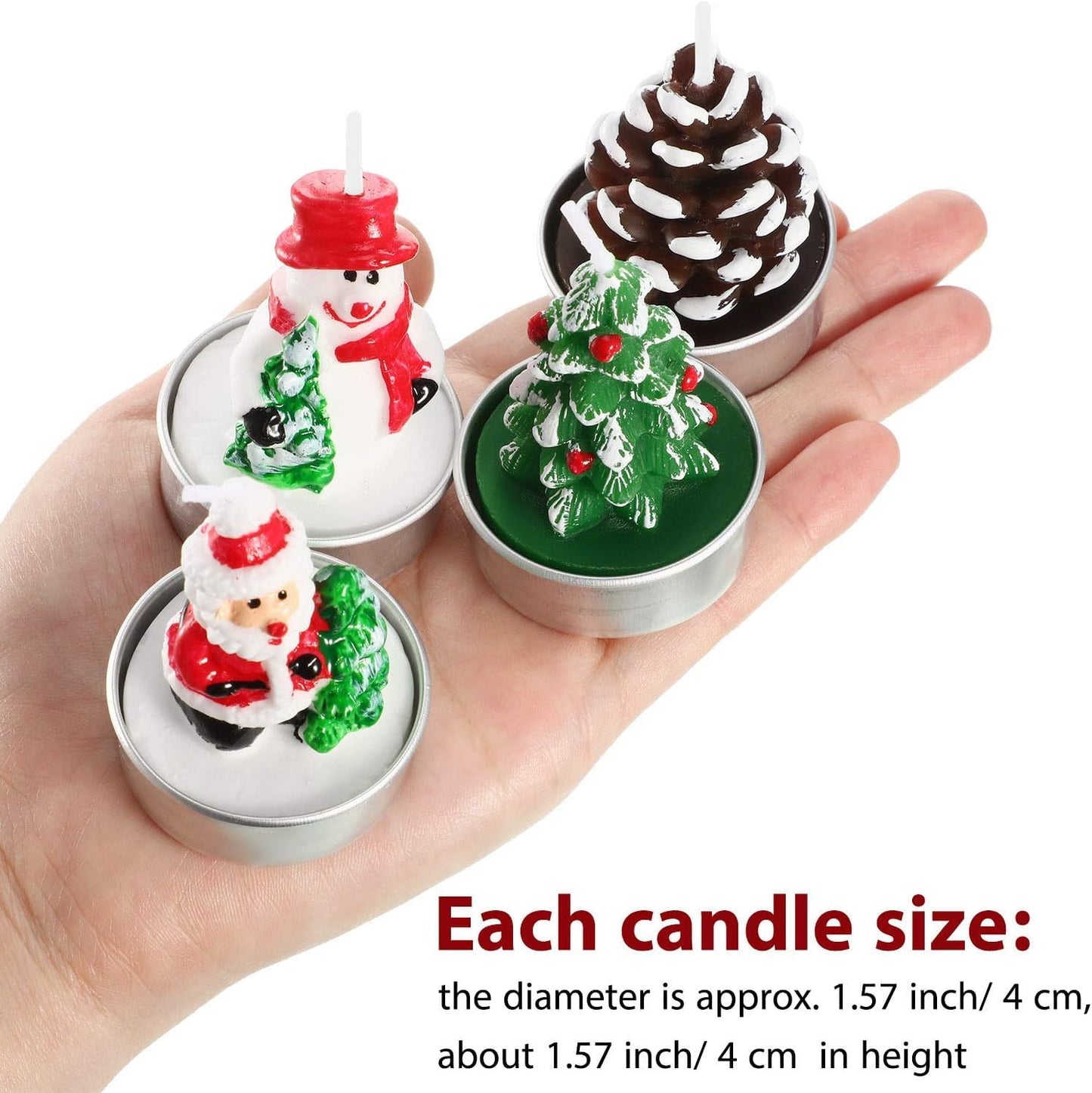 3 Pieces Tealight Candles Handmade Delicate Santa Hat Claus Christmas Tree Candle Wax Snowman Elk Pinecone House Candles for Party Wedding Spa Home Decoration Christmas Gifts