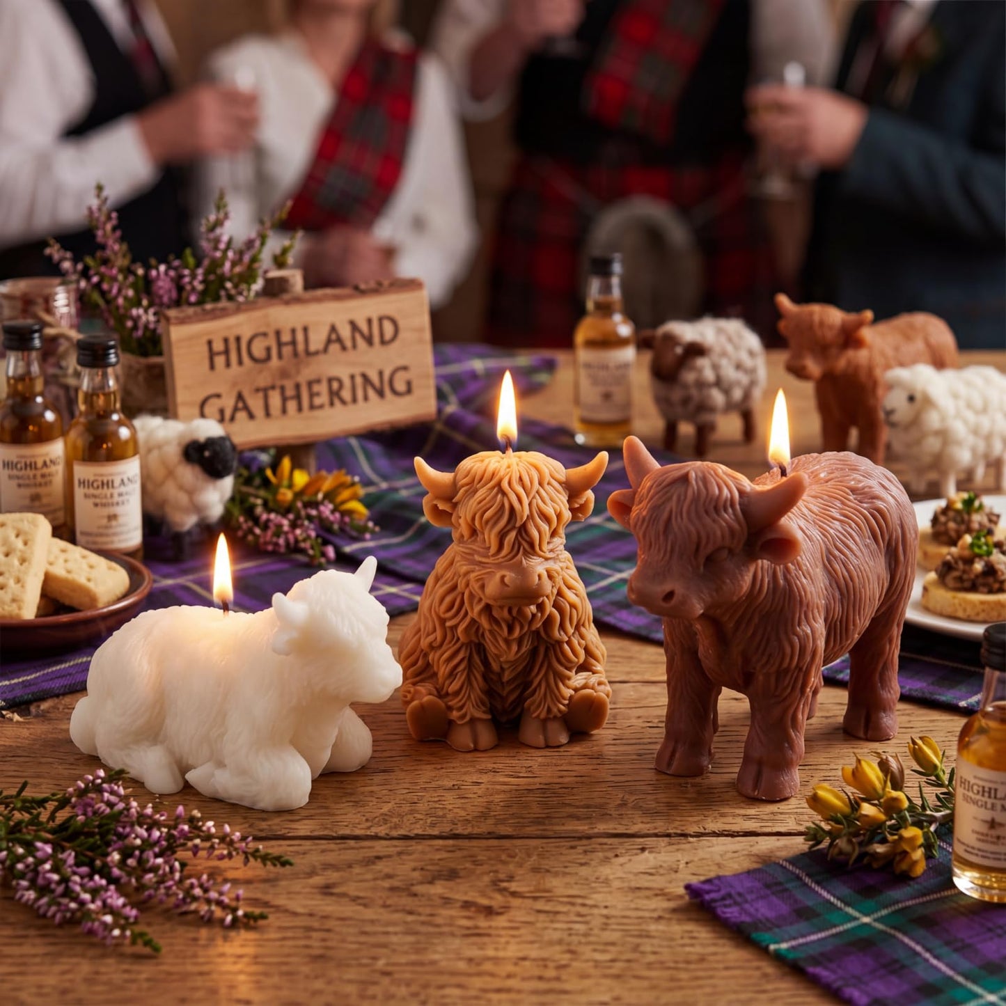 Nuanchu 3 Pcs Highland Cow Candles Decoration Handmade Farm Animal Candle Cute Scottish Cow Lovers Gift Scent Farmhouse Rustic Animal Candle Mantel Table Centerpiece Spring Home Decoration