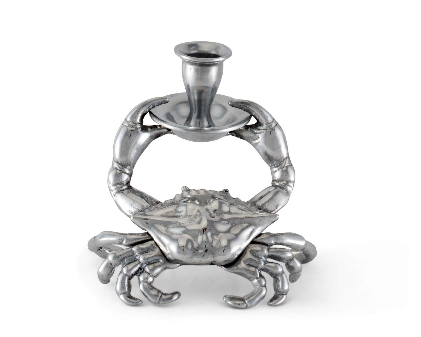 Arthur Court Aluminum Metal Crab Candle Holders/Candlestick - Perfect for Outdoor Table or Ocean/sea décor Quality Durable Silver Metal 5.5 inch Tall