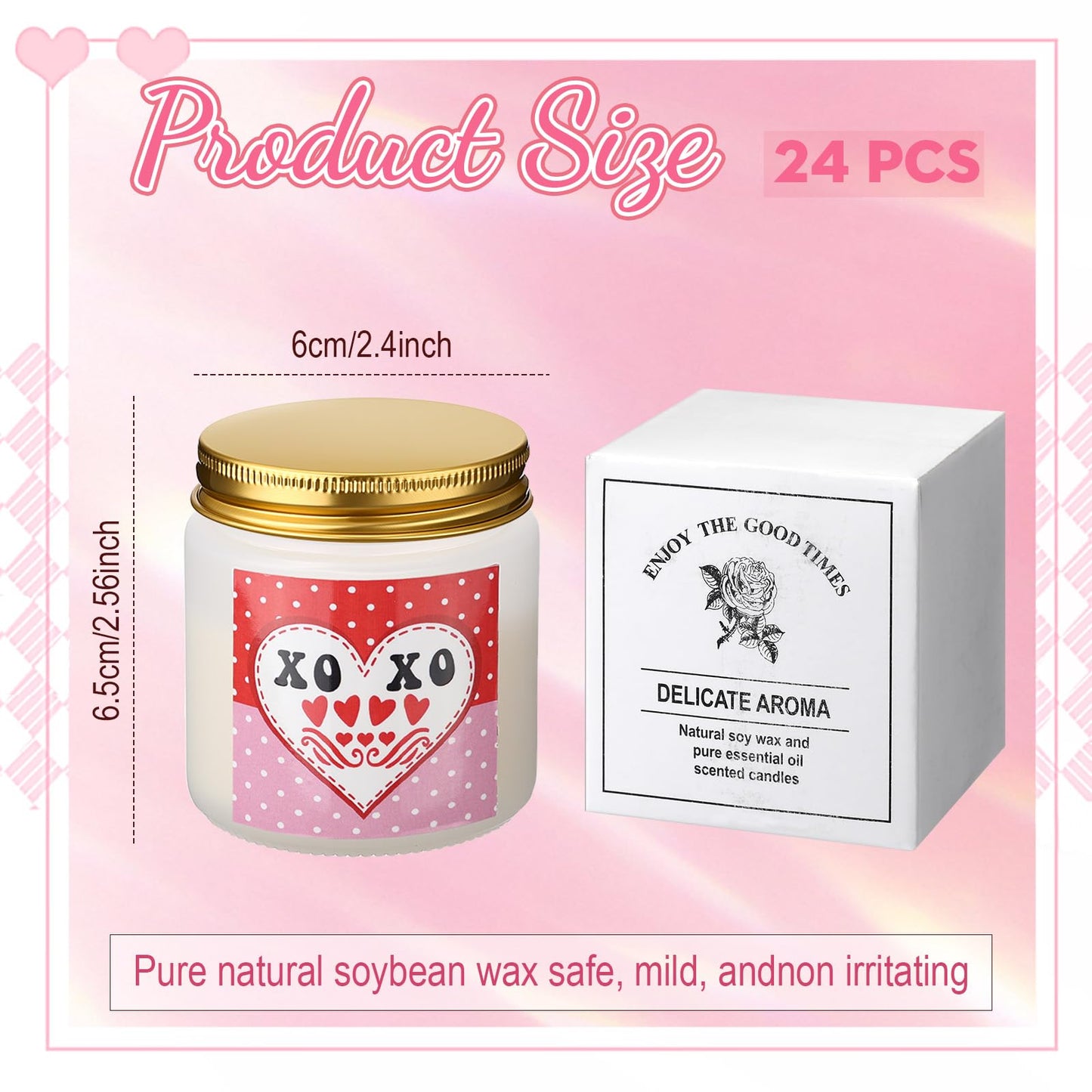Conelist 6 Packs Valentine's Day Scented Candle Gifts for Girlfriend Wife Her Long Lasting Burning Aromatherapy Soy Wax Jar Candle 2.8oz Romantic Valentine Gift for Women Men Husband Boyfriend