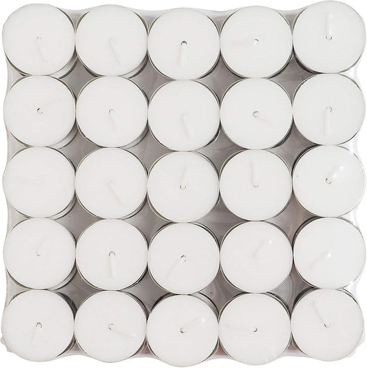 Hosley Unscented Tea Lights Candles in Bulk 50 White Long Lasting Tea Light Candles Mini Votive Tealight Candle for Home Restaurants Shabbat Church Weddings Romantic Moments Party Spa Meditation