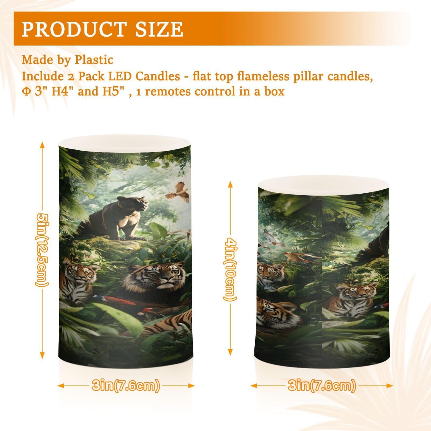 BOENLE Flickering Flameless Candles, Forest Animals Design LED Candles with Remote Timer, Set of 2 Battery Operated Candle for Valentine Wedding Birthday