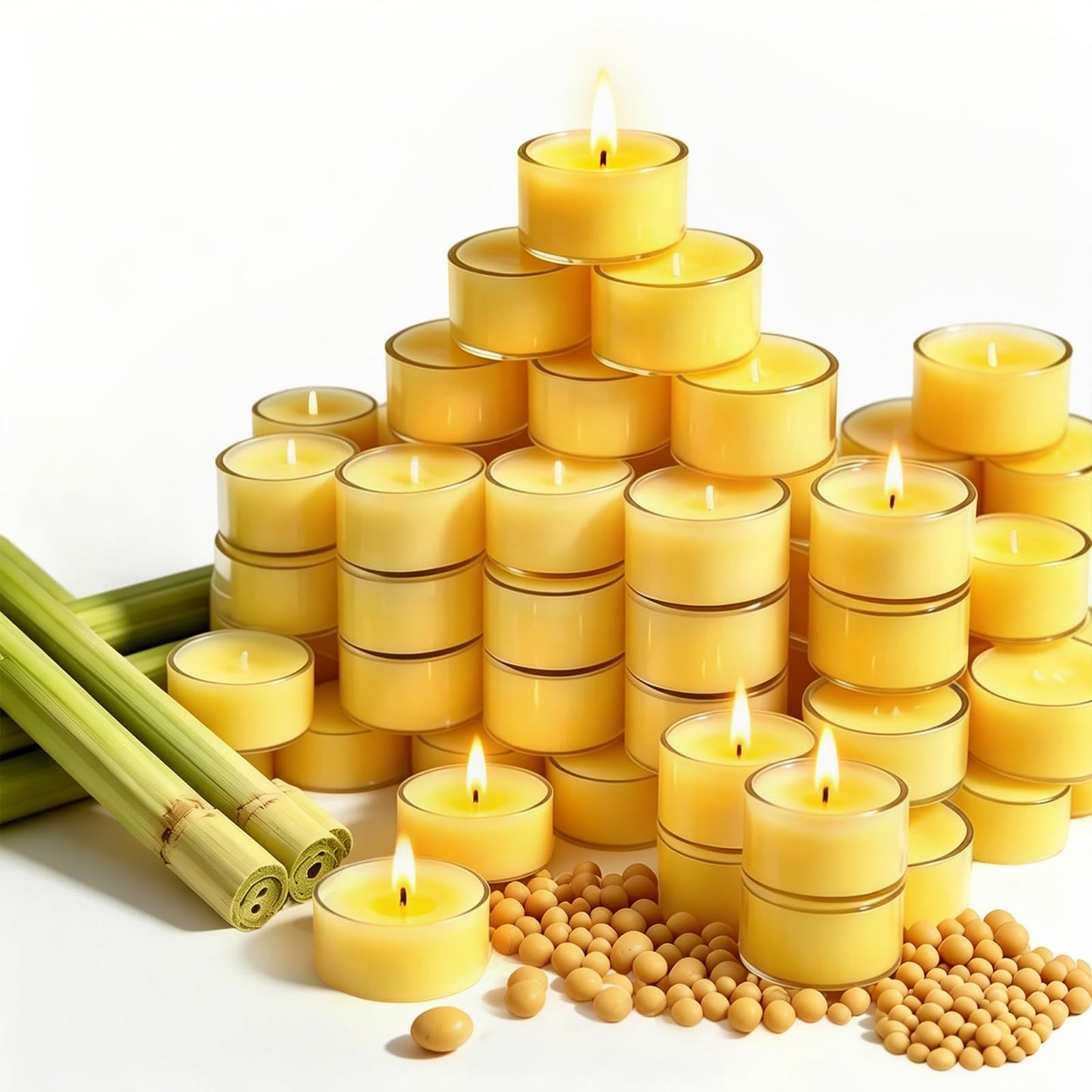 Tealight Citronella Candles Outdoor, 4Hours Soy Wax Tea Lights Candles for Patio, Garden, Yard, Terrace, Camping, Home, Indoor, Party, 30 Pack Acrylic Votive Candles for Weddings, Shabbat, Events