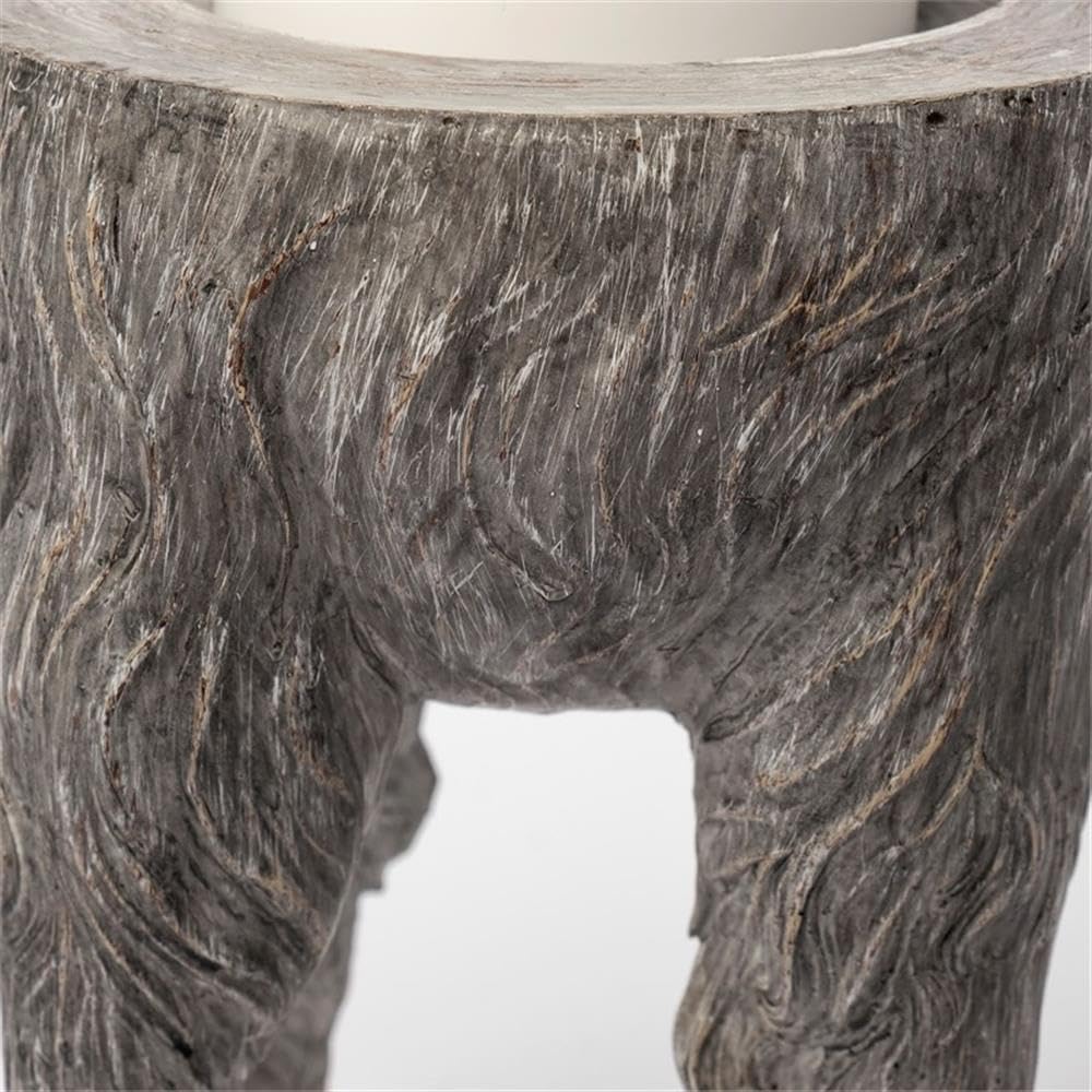 Pemberly Row Farmhouse Gray Ceramic Table Candle Holder, Small 7 in, Hoofed Animal Design, Durable Ceramic Construction, Compact Decorative Accent for Modern or Farmhouse Home Decor