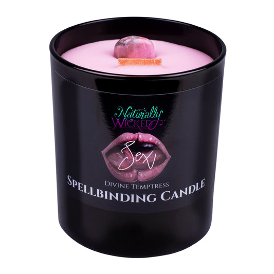 Naturally Wicked Spellbinding Candle | Scented Crystal Spell Candle | Inc Unique Candle Gift Box (Sex)