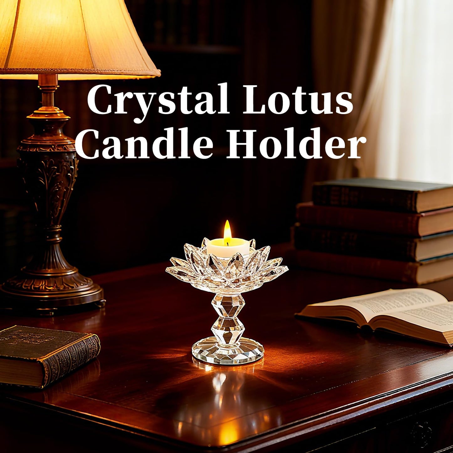 Xisakaca Crystal Lotus Flower Candle Holder, Votive Tealight Candlestick Stand for Table Centerpiece Party Wedding Decor Transparent