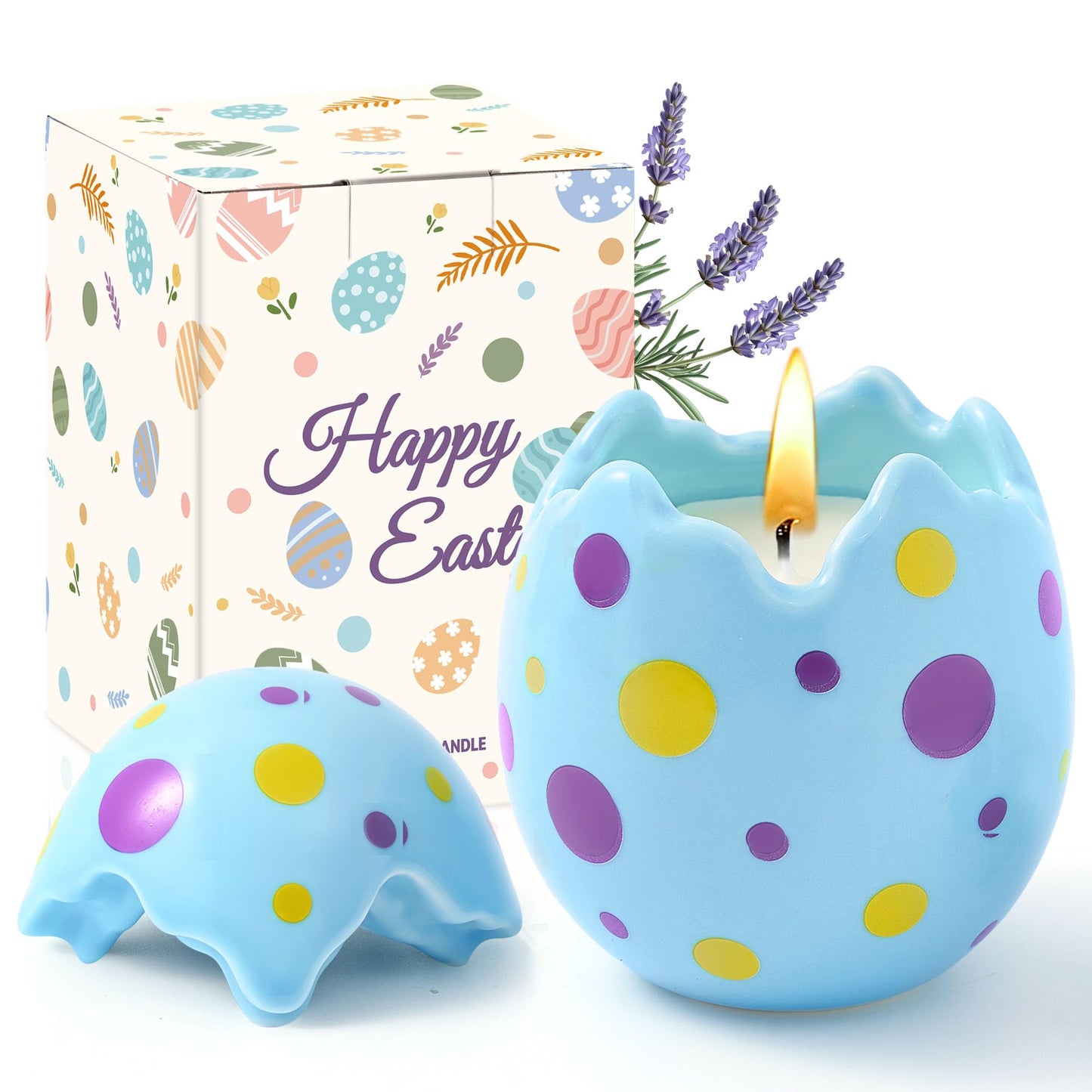 HOMDAILY Lavender Scented Easter Egg Candle, Easter Gifts for Women, Blue Egg Shaped Candle Decorations for Home Indoor Bedroom Firplace Kithchen Decor