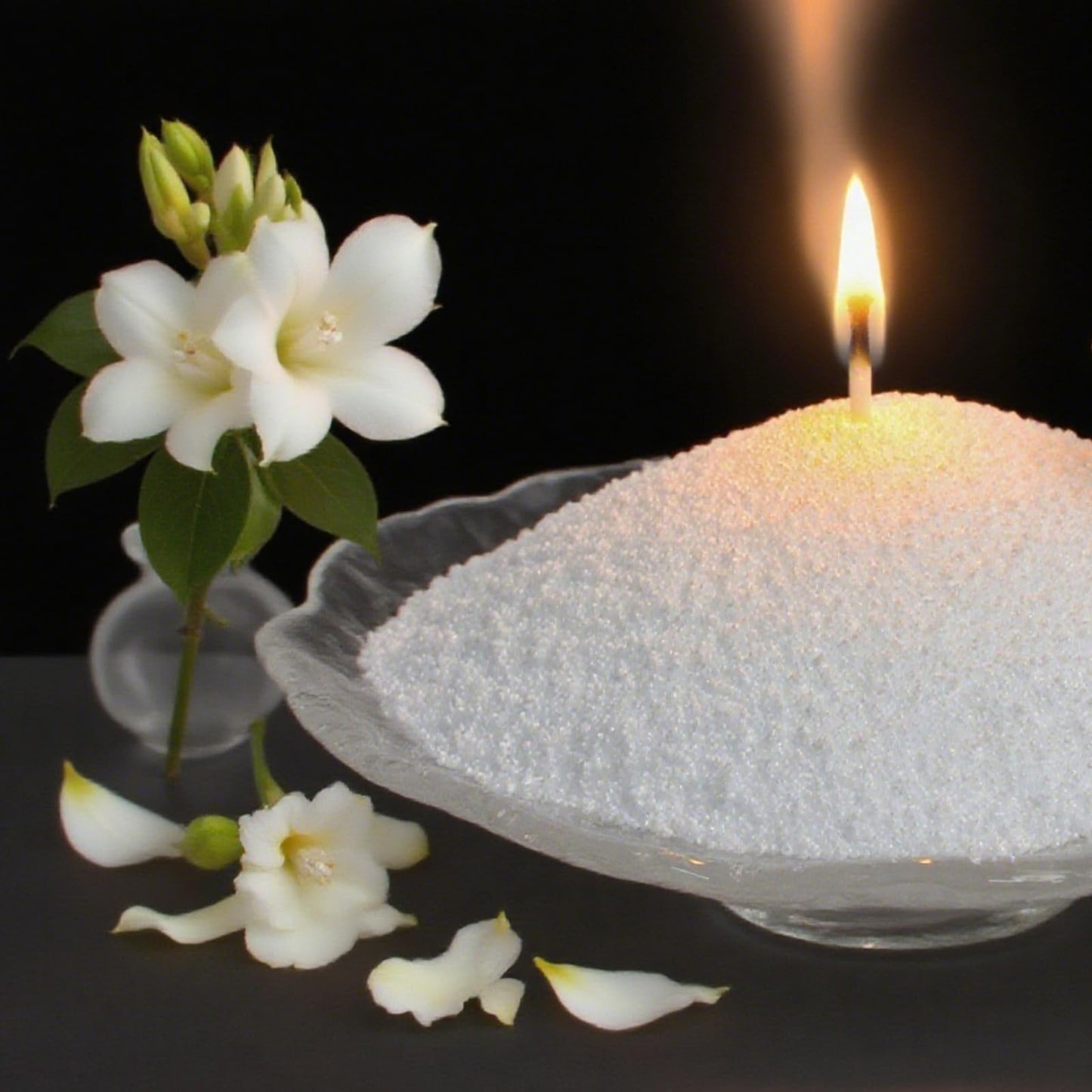 Aufien Candle Sand with Wicks,21.4 Oz Pearled Candle, DIY Bead Powder Sand Wax Making kit Refillable Non Toxic for Handmade, Wedding and Halloween Christmas Decorations White Orange Blossom Scented