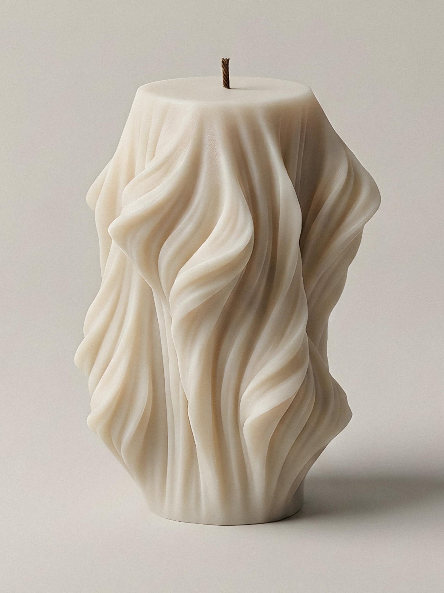 LAWA Cascading Wave Candle - Beautiful Handmade Pillar Soy Wax Elegant Bubble Aesthetic Candle Housewarming Gift Home Room Shelf Decor Idea White Moon Gray, Small