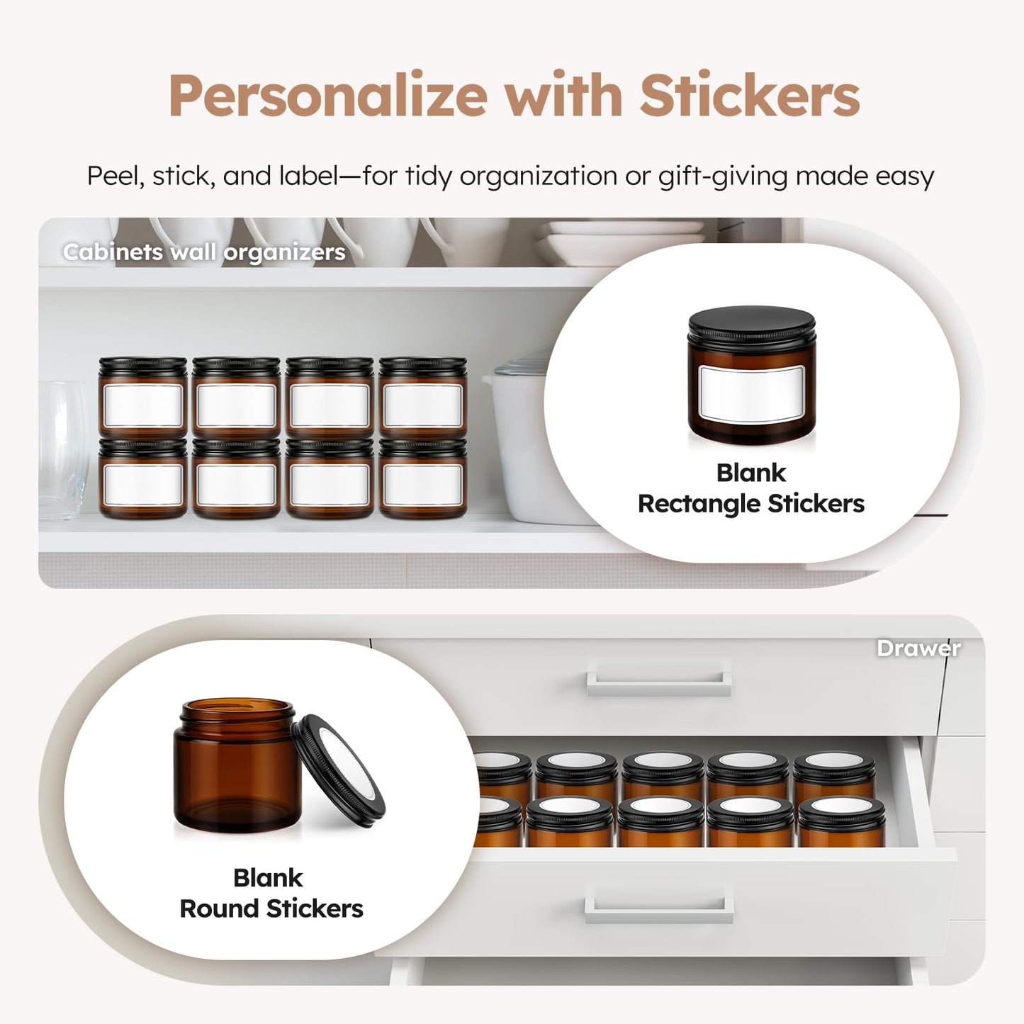 2 oz Glass Jars with Metal Lids, 36 Pack Amber Small Glass Jars with Black Lids Leakproof Round Airtight Empty Cosmetic Travel Containers with Inner Liners For Lotions Powders and Candle Making