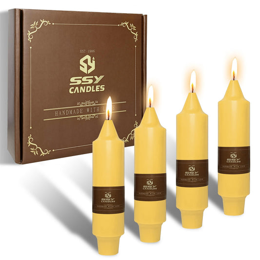 Summer Taper Candle Beeswax Candlesticks,Gedengni 4pcs Short Candle Stick 5 inch Tapered Candles Small Twisty Candlesticks for Home Décor Weddings Housewarming Dinner(7D4PC-Beeswax)