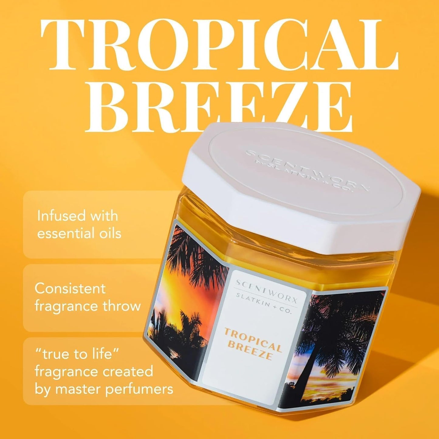 Scent Tropical Breeze Home Fragrance Candle – 14.5 oz 3-Wick Glass Jar