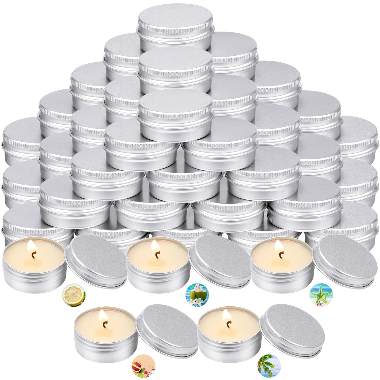 MTLEE 50 Pcs Wedding Scented Candles Gift Travel Tin Candle Aromatherapy Candle for Christmas Winter Baby Shower Favors Wedding Gifts(Cool Flavor)