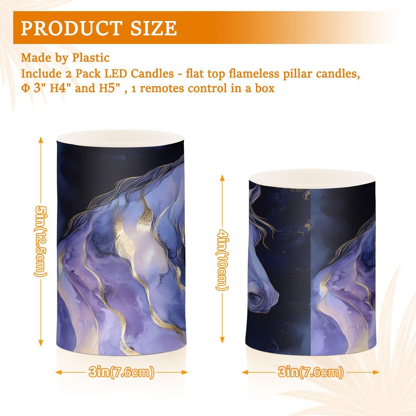 ALAZA Flickering Flameless Candles Blue Purple Horse Battery Operated Candles with Remote Timer LED Pillar Votive Candles Set of 2 for Holiday Decor