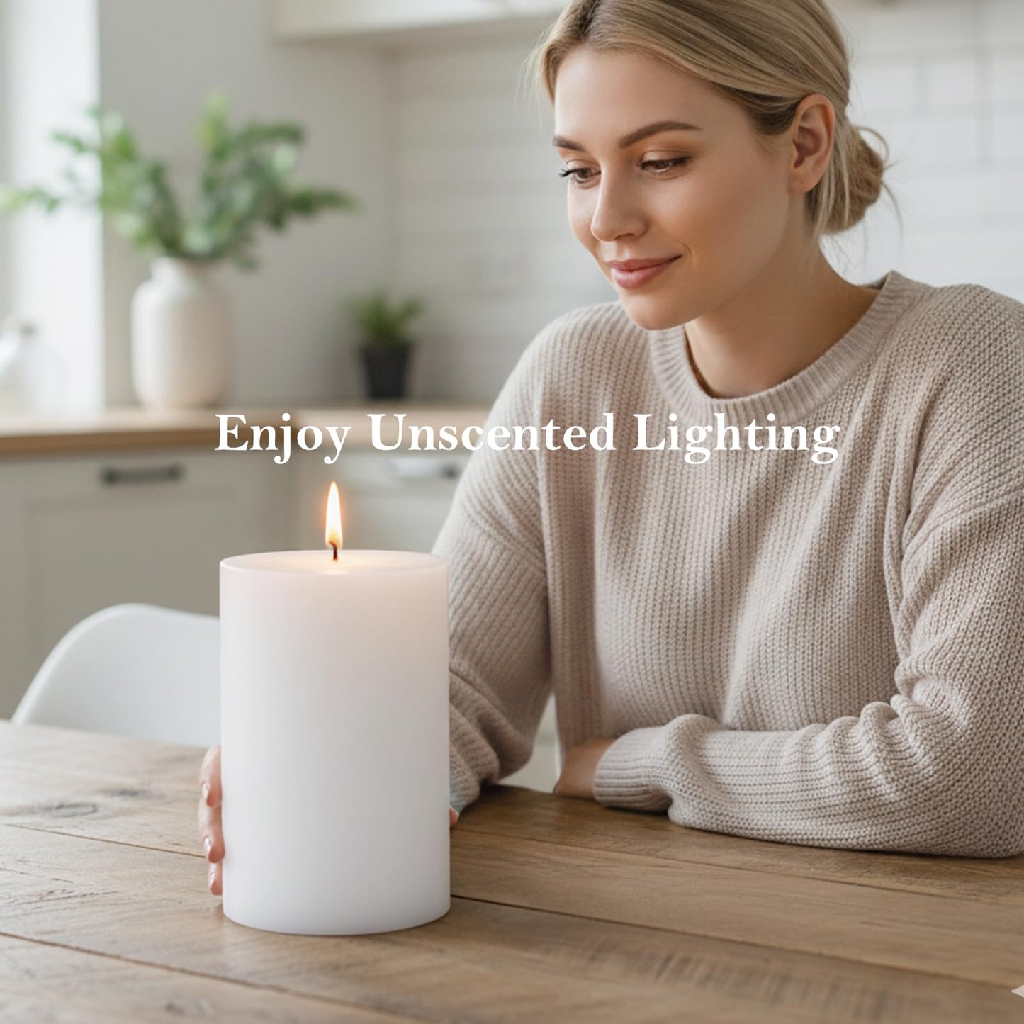 4x6 Inch White Pillar Candles, 2 Packs, 300-Hours Long Burning Time Totally, Unscented Large White Candles for Mantel Decor, Home Holiday Table Decor, Smokeless & Dripless