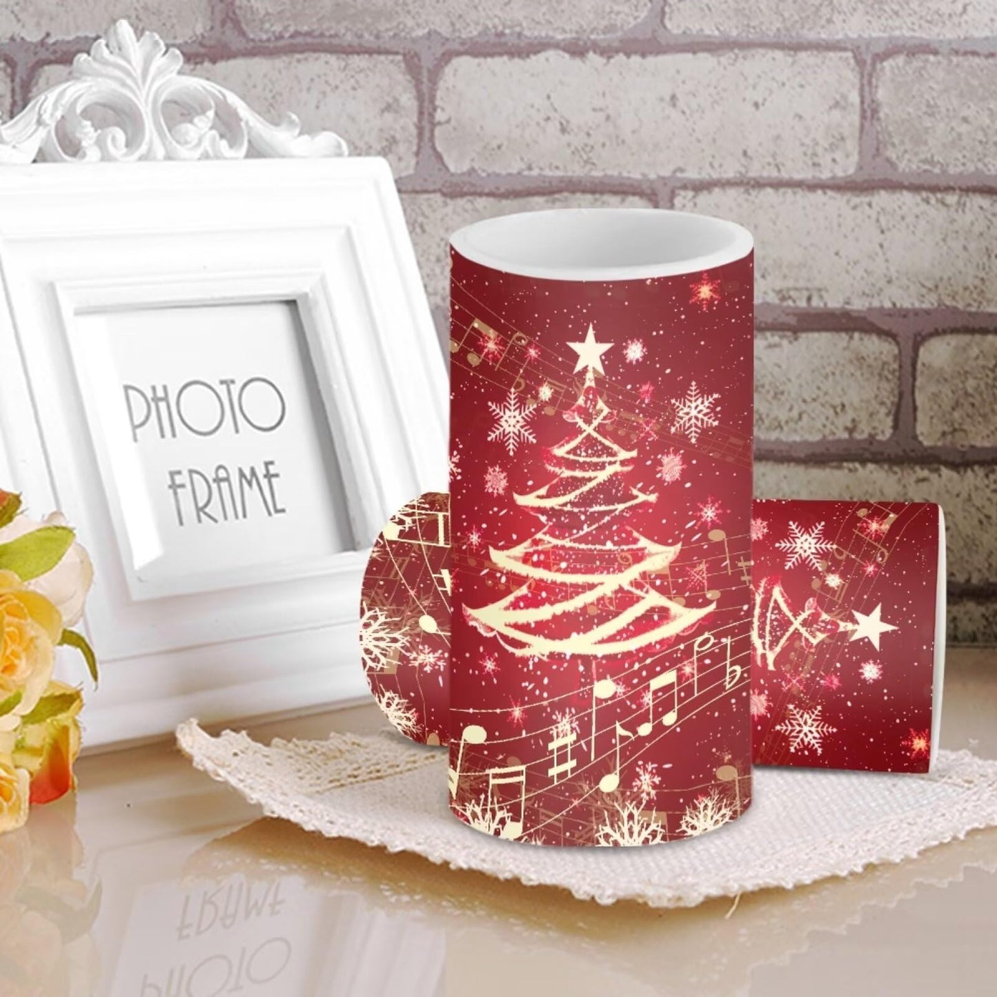 Luarisgur Red Flameless Candles with Remote Christmas Tree LED Table Candles Battery Operated with 4/8 Hour Timer for Indoor Christmas Decorations Xmas Holiday Home Flameless Flickering Candles