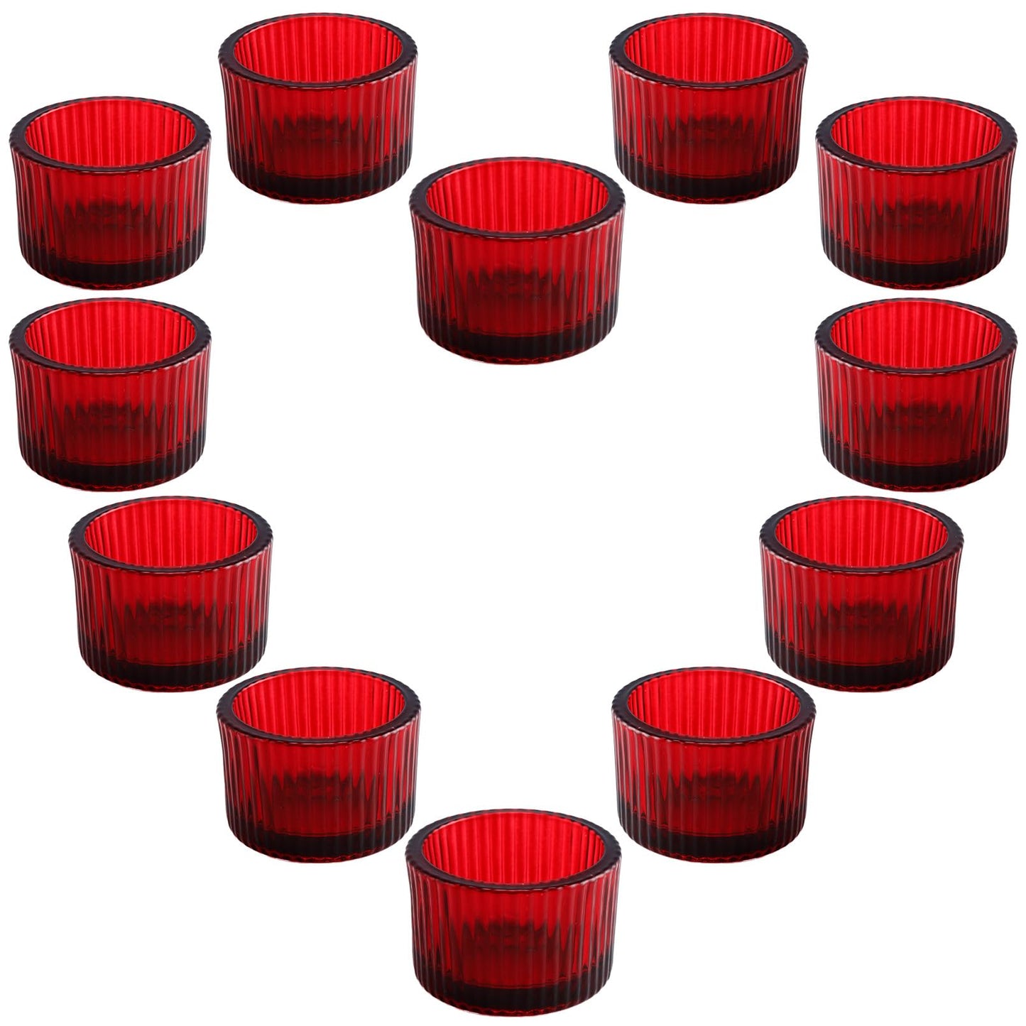 Cabaubl Red Candle Holders, Glass Votive Candles Holders for Table Centerpiece, Tealight Candle Holder, Glass Tea Light Candles Holder for Party & Home,Wedding Decor, Set of 12