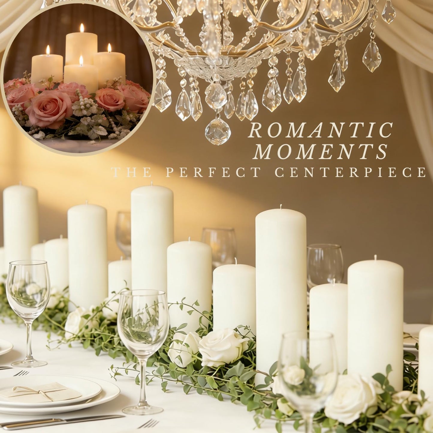 Trxvxo 12 Pcs Ivory Pillar Candles Bulk Set, 3 Different Lengths 3 x 3/6/8 Inch (4 Each), Dripless Unscented Smokeless,Hurricane Candles,Gives You a Better Atmosphere When Organizing an Event Party.