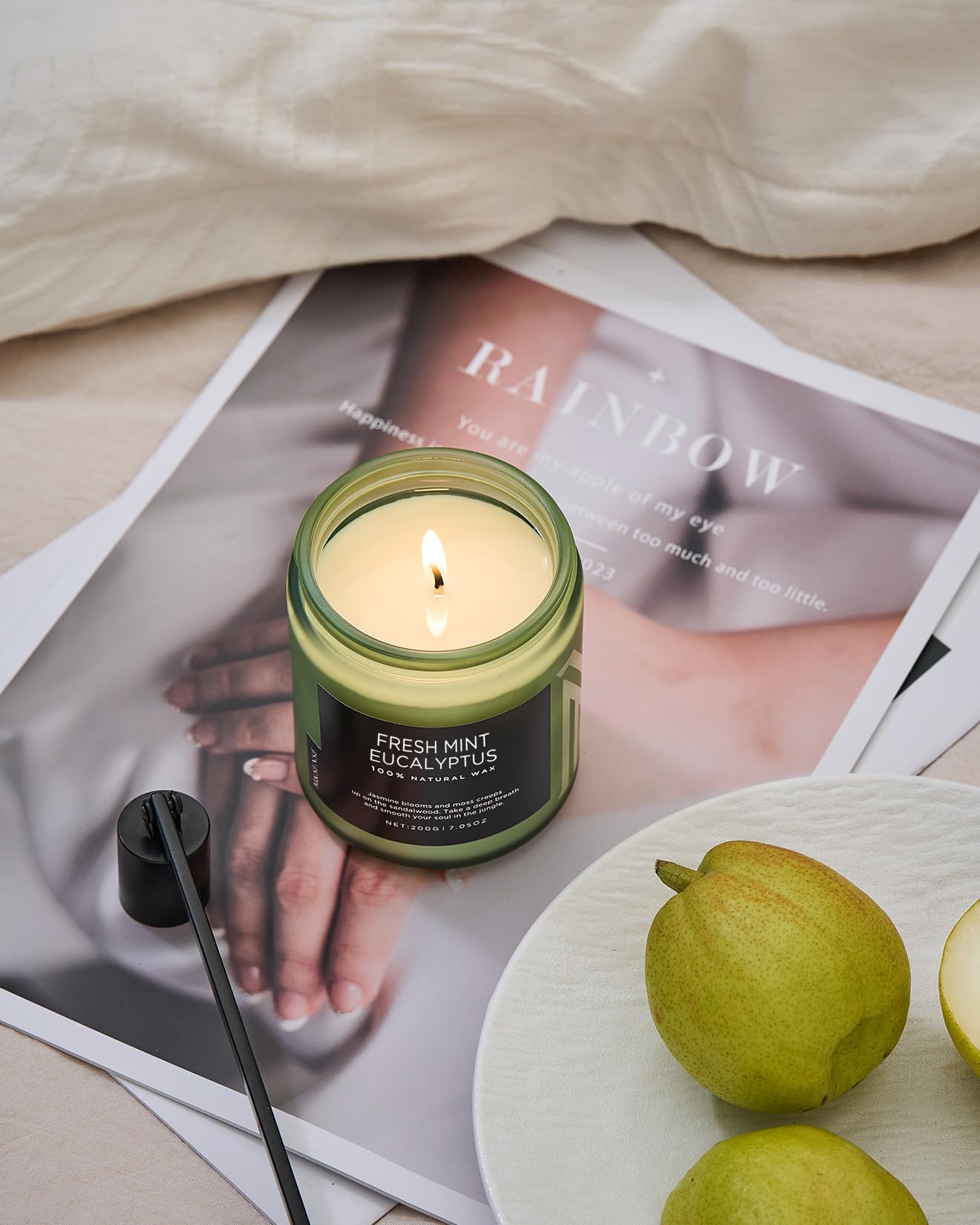 M&SENSE Eucalyptus & Mint Candles for Home Scented, 7.05oz Natural Soy Wax, 50 Hours Clean Burn Non Toxic Aromatherapy Candle, Slow Burning for Stress Relief Meditation Relaxation Spa