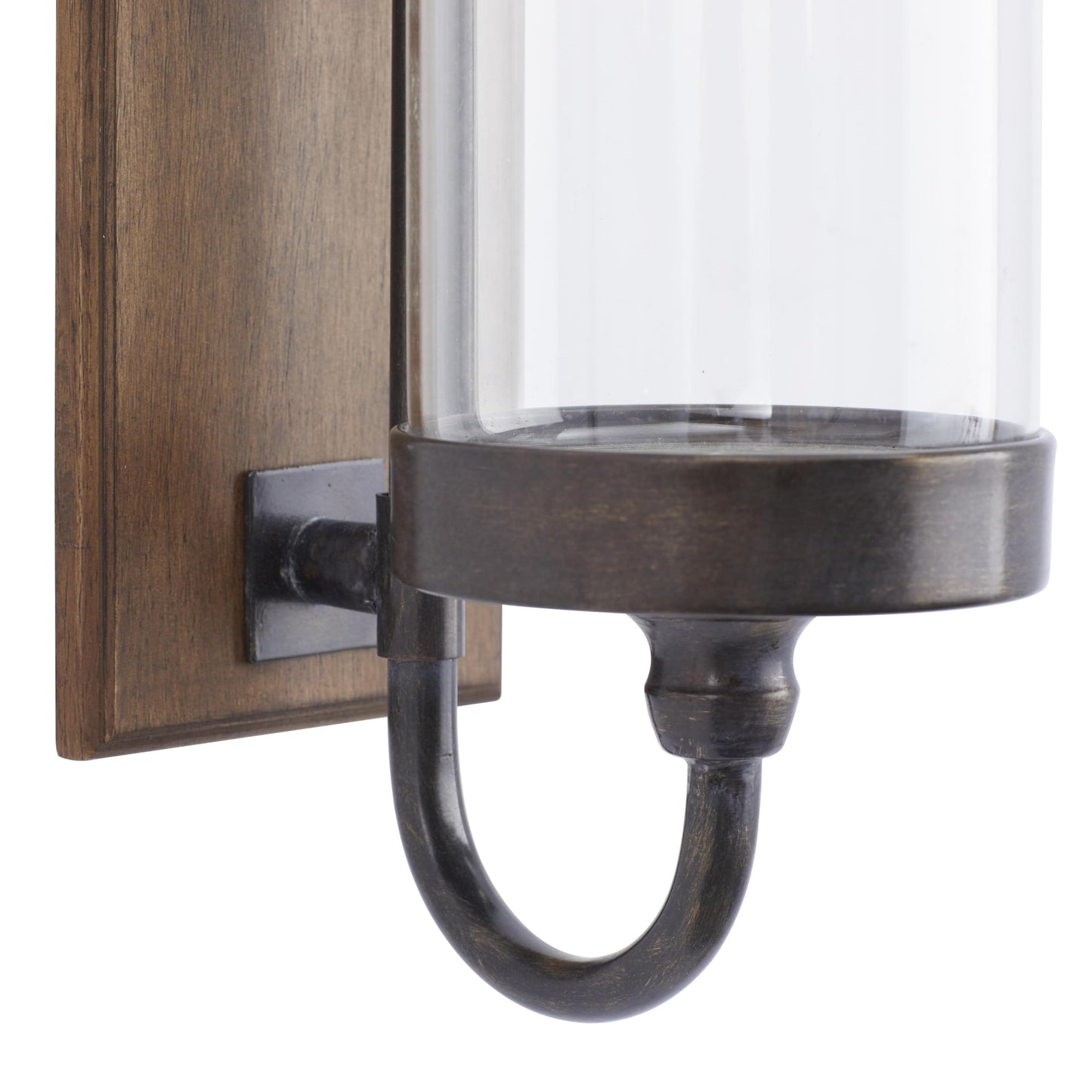 Deco 79 Wood Wall Sconce with Glass Holder, 5" x 8" x 16", Brown