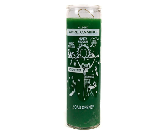 Botanica Emporium Abre Camino Road Opener Vision Candle | 7 Day Glass Spiritual Candle | 8" Tall | Unscented