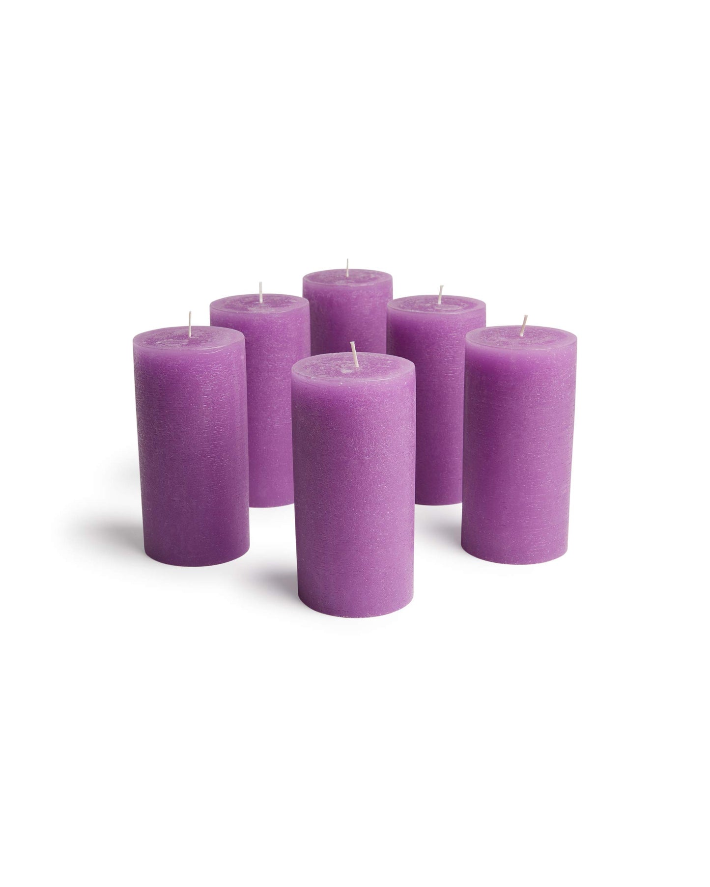 Mottled Pillar Candles by Bask - Set of 6-3" x 6" Dripless Unscented Candles in Purple for Home Decor, Relaxation & All Occasions