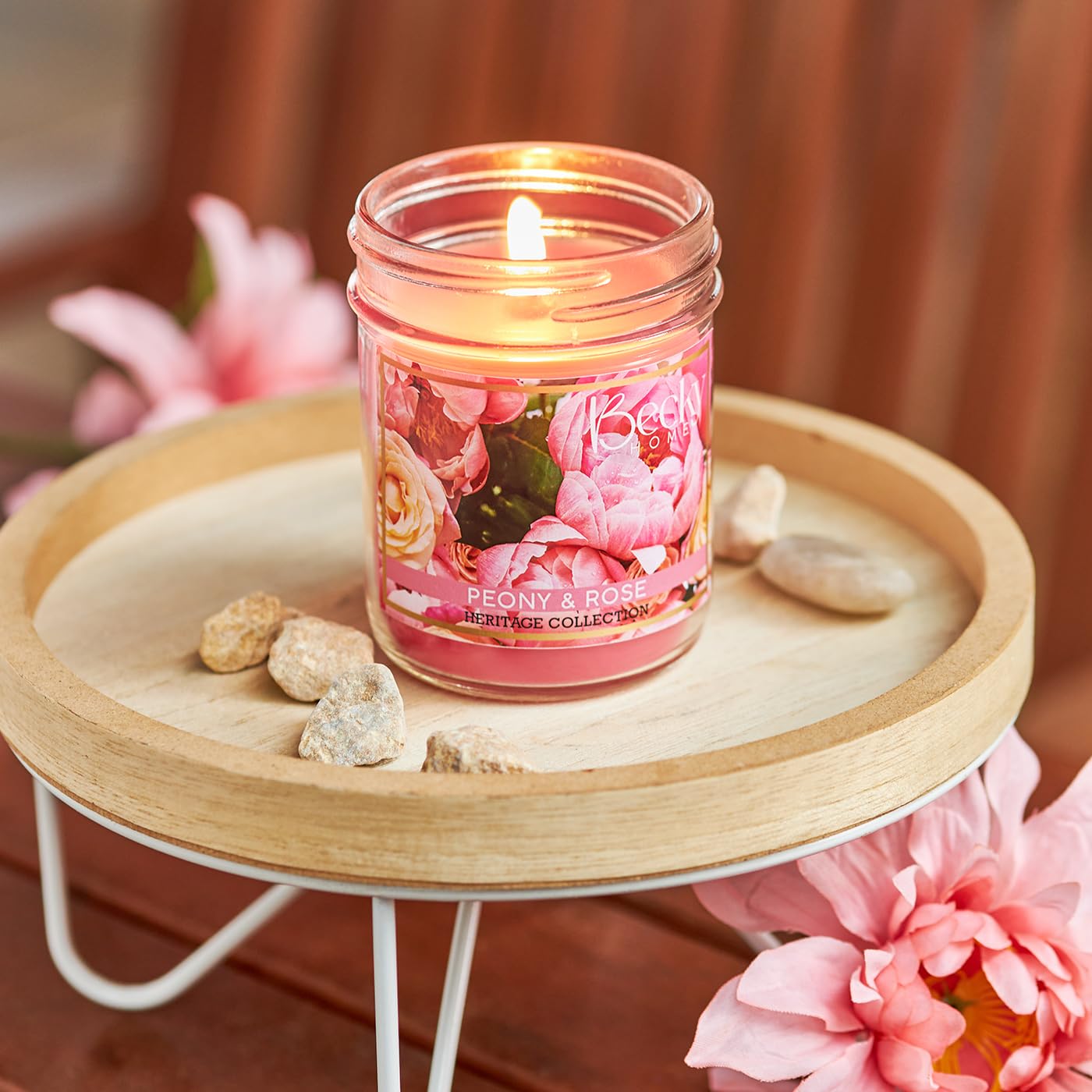 Becky Home 8oz Peony and Rose Scented Candles for Home, 45 Hrs Soy Wax Candle, Aromatherapy Scented Candle for Relaxation, Candle Gifts for Women