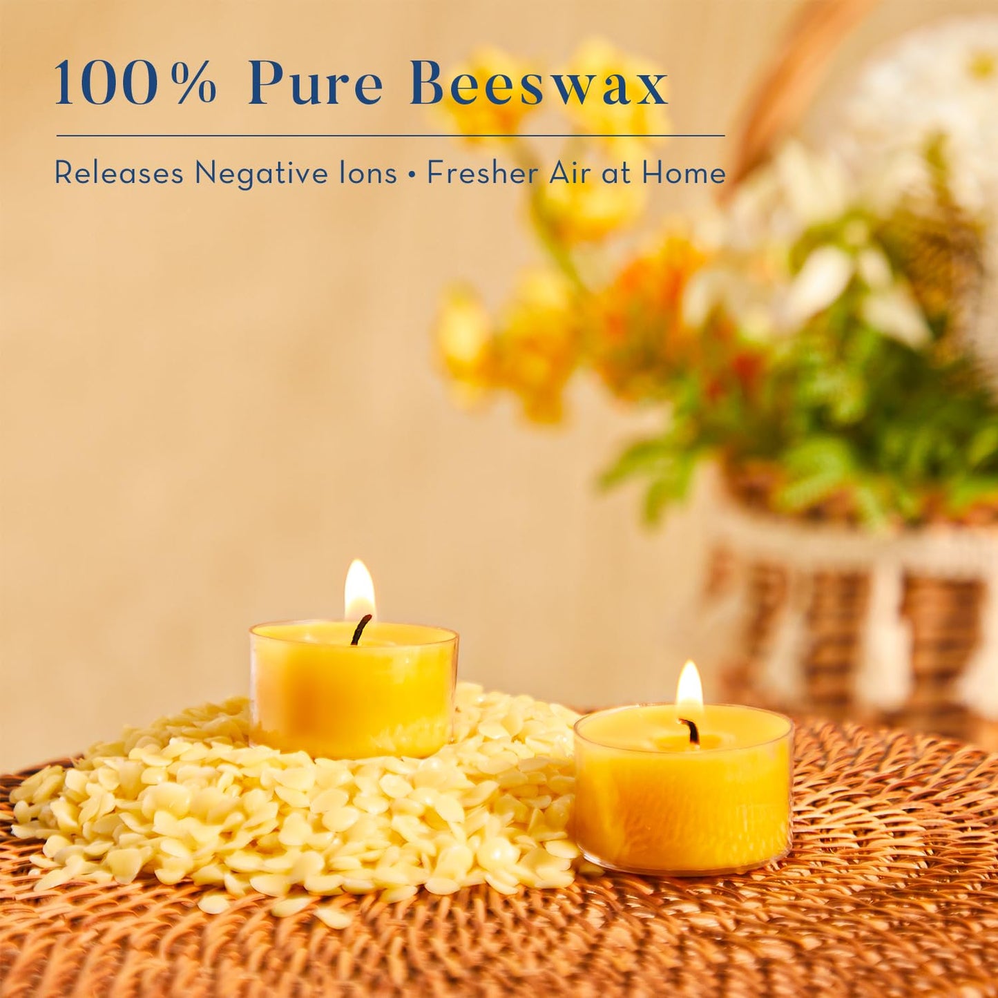 Crenovo 36 Pack Beeswax Tea Lights, 6-Hour Long Burning Tealight Candles, Ideal for Dinners Meditation Home Decor Tea Candles