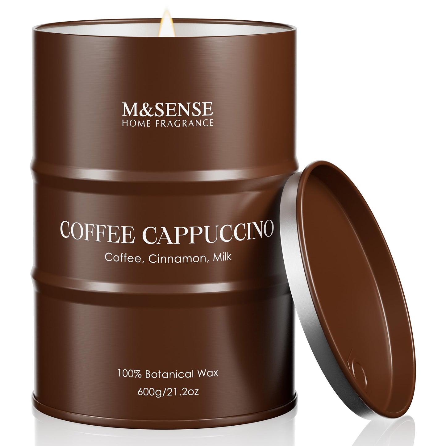M&SENSE Coffee Cappuccino Large Scented Candles Christmas Decor, Hoilday Soy Wax Christmas Candle 21.2oz 120 Hours, Coffee Aroma Candle Unique Housewarming Appreciation Gifts