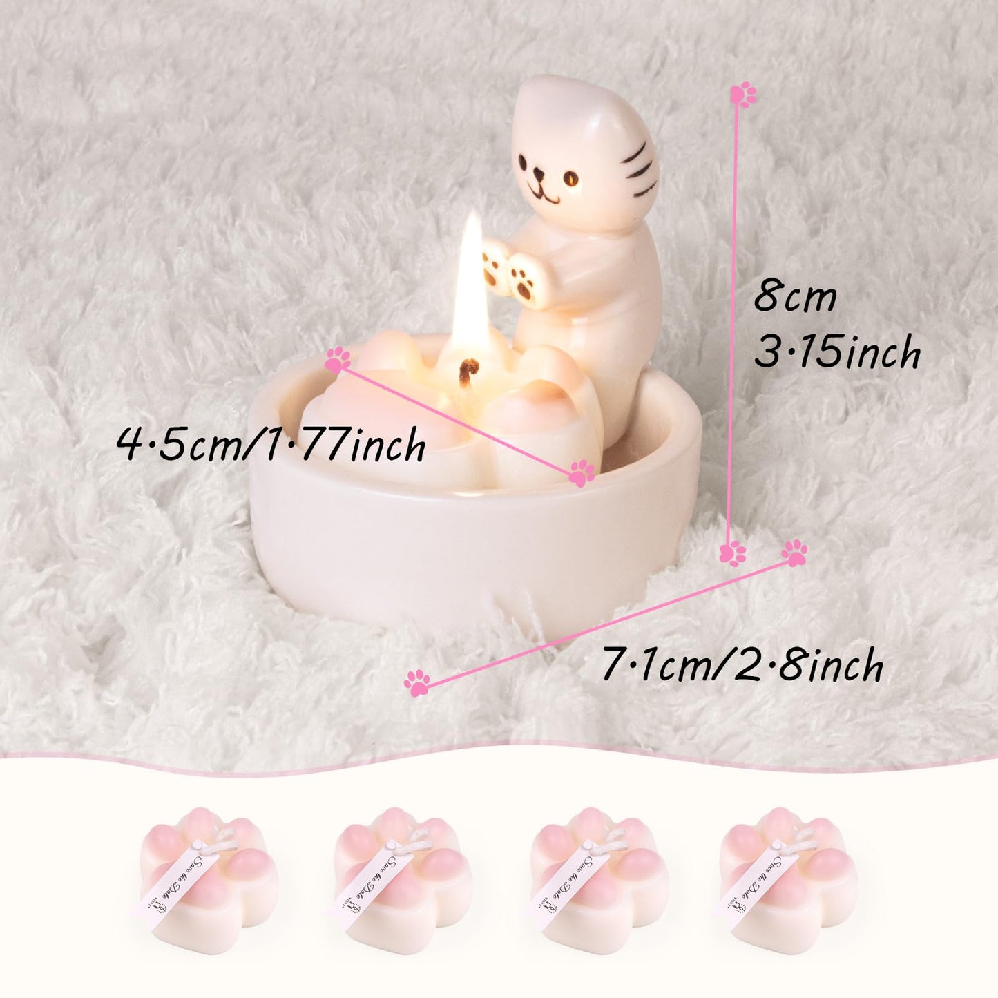 ProNature Cat Candle Holder, Ceramic Candlestick for Cute Candles - Ideal Gift for Cat Lovers, Women on Birthday or Housewarming, Perfect for Cozy Home Decor in Bedroom & Living Room