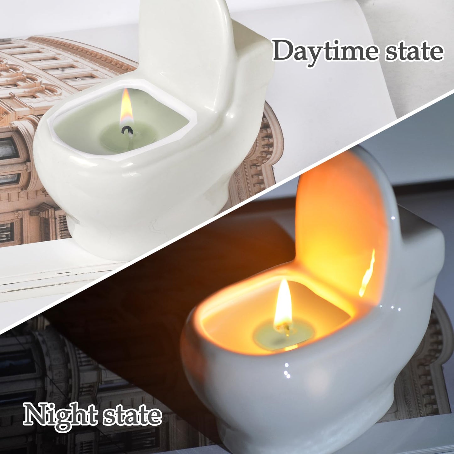 Toilet Shaped Scented Candles,Funny Gag Gift for Women & Men,Sandalwood Fragrance Aromatherapy Candle is 6 Ounces, Burns for Over 42 Hours,Unique Candles for White Elephant Party,Birthday Prank