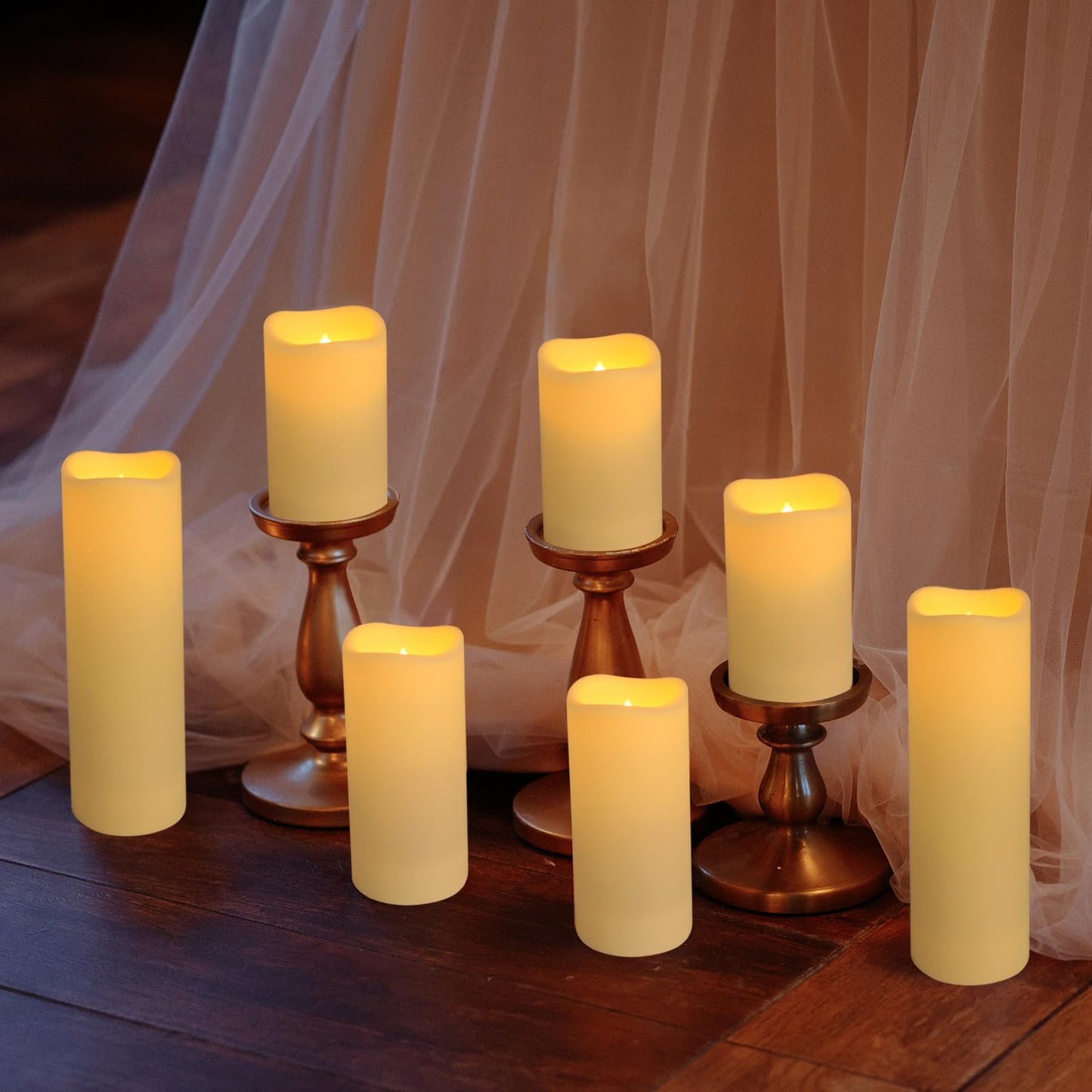 Wfmolcand 144-Pack LED Flameless Flickering Candles with Remote Control and 2/4/6/8 H Timer Led Pillar Candles of Wedding, Table, Halloween,Christmas Decorations and Special Occasions (Three Sizes)