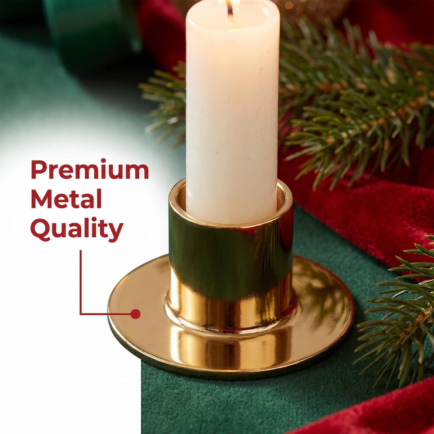Gold Taper Candle Holders Set of 6 - Elegant Metal Candlestick Holders for Table Centerpieces, Wedding, Dining Room & Home Decor, Fits Standard Chime Candle Holder