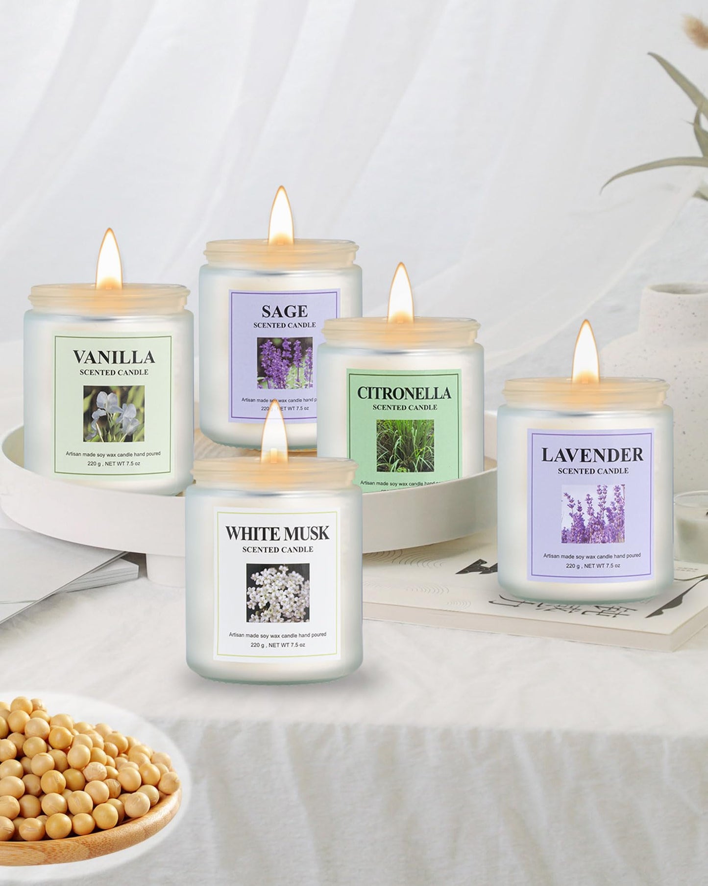 GITRANG 4 Pack Citronella Candle Set, 30 oz 200 Hour Home Aromatherapy Jar Candles, Long Lasting Aromatherapy Candles for Bedrooms Yoga Rooms Lounges Gardens Patios Balconies and Camping