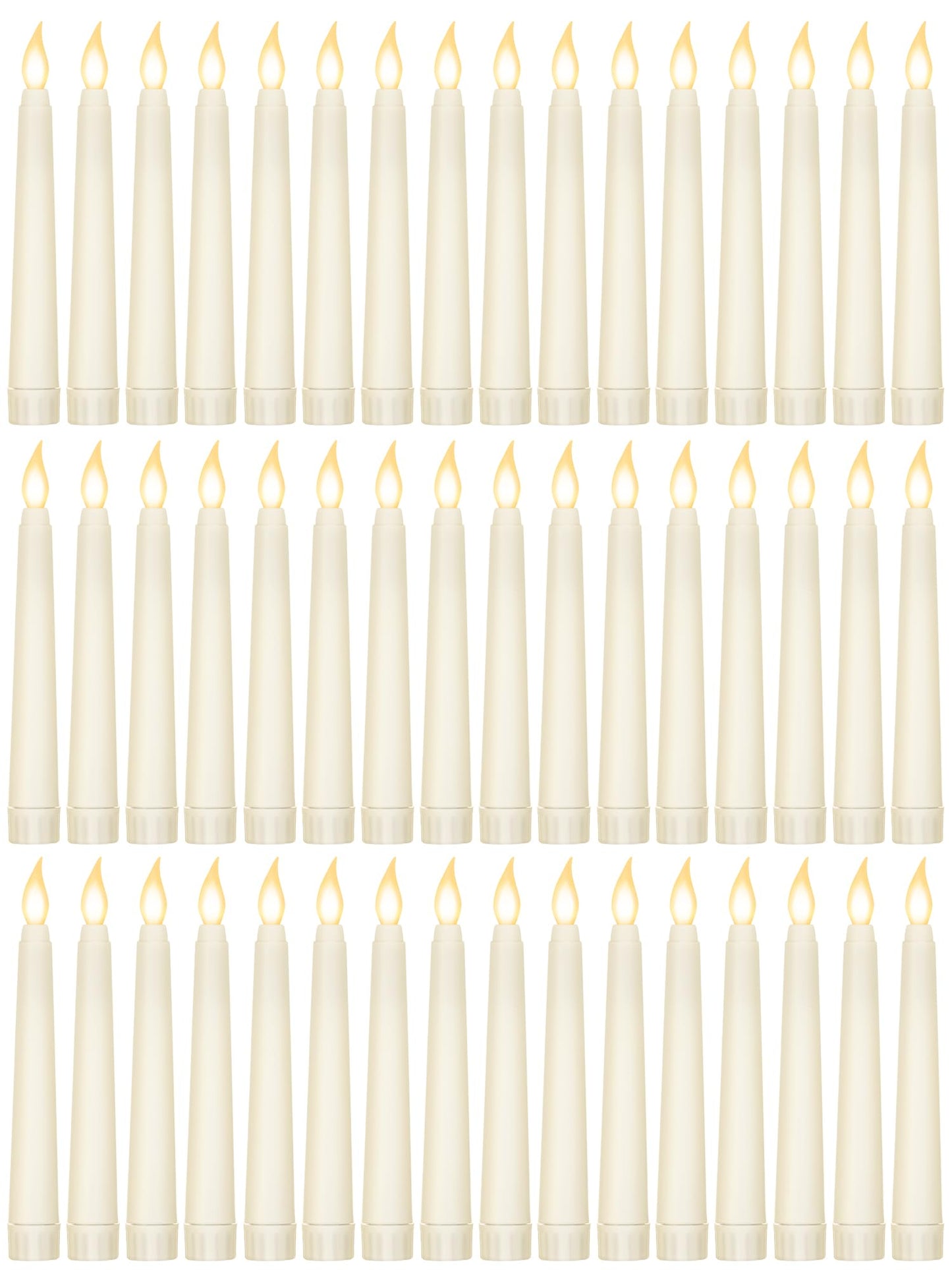 Funtery 48 Pcs Flameless LED Taper Candles Battery Operated Candles Bulk Realistic LED Candlesticks Flickering for Wedding Church Graduation Party Home Decor(Ivory,Novelty Style)
