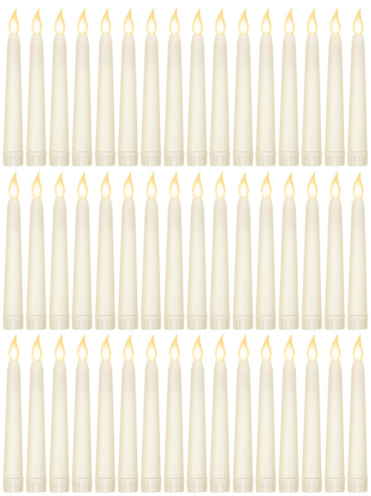 Funtery 48 Pcs Flameless LED Taper Candles Battery Operated Candles Bulk Realistic LED Candlesticks Flickering for Wedding Church Graduation Party Home Decor(Ivory,Novelty Style)