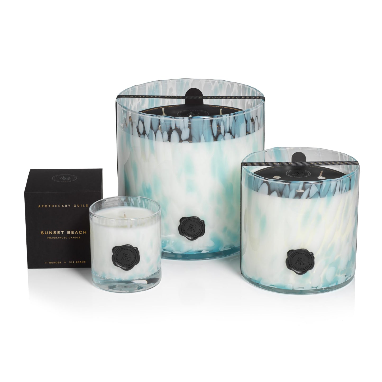 Zodax Apothecary Guild Opal Glass Jar Scented Candle for Home Decor - (#)-Wick Large Candle Ideal for The Home - Makes a Great Gift for Women and Men - Sunset Beach - 50 oz