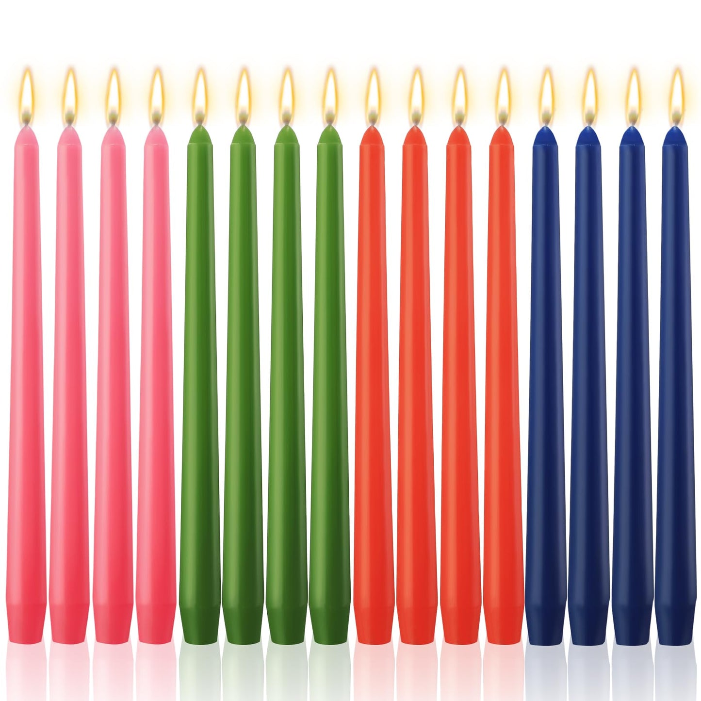 MTLEE 16 Pcs 10 Inch Long Tapered Candle Stick Bulk Smokeless Unscented Burning Candlestick Paraffin Wax with Cotton Wick for Valentine's Day Baby Shower Wedding Holiday Party Church (Multicolored)