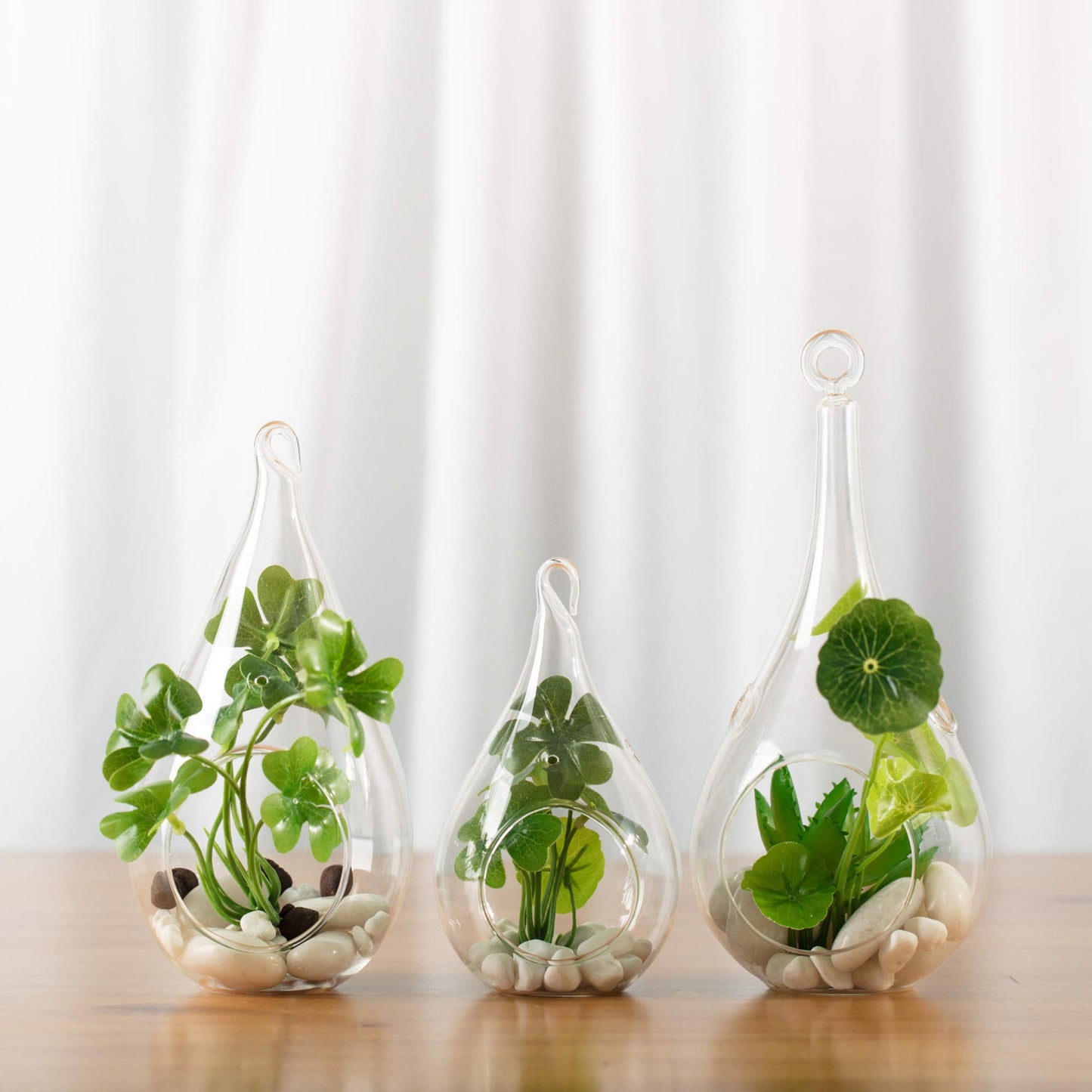 WGV Glass Hanging Plant Terrarium, Width 4", Height 9.25", Teardrop DIY Air Succulent Planter Clear Tea Light Votive Candle Holder, Wedding Event Office Home Outdoor Decor, 1 Piece