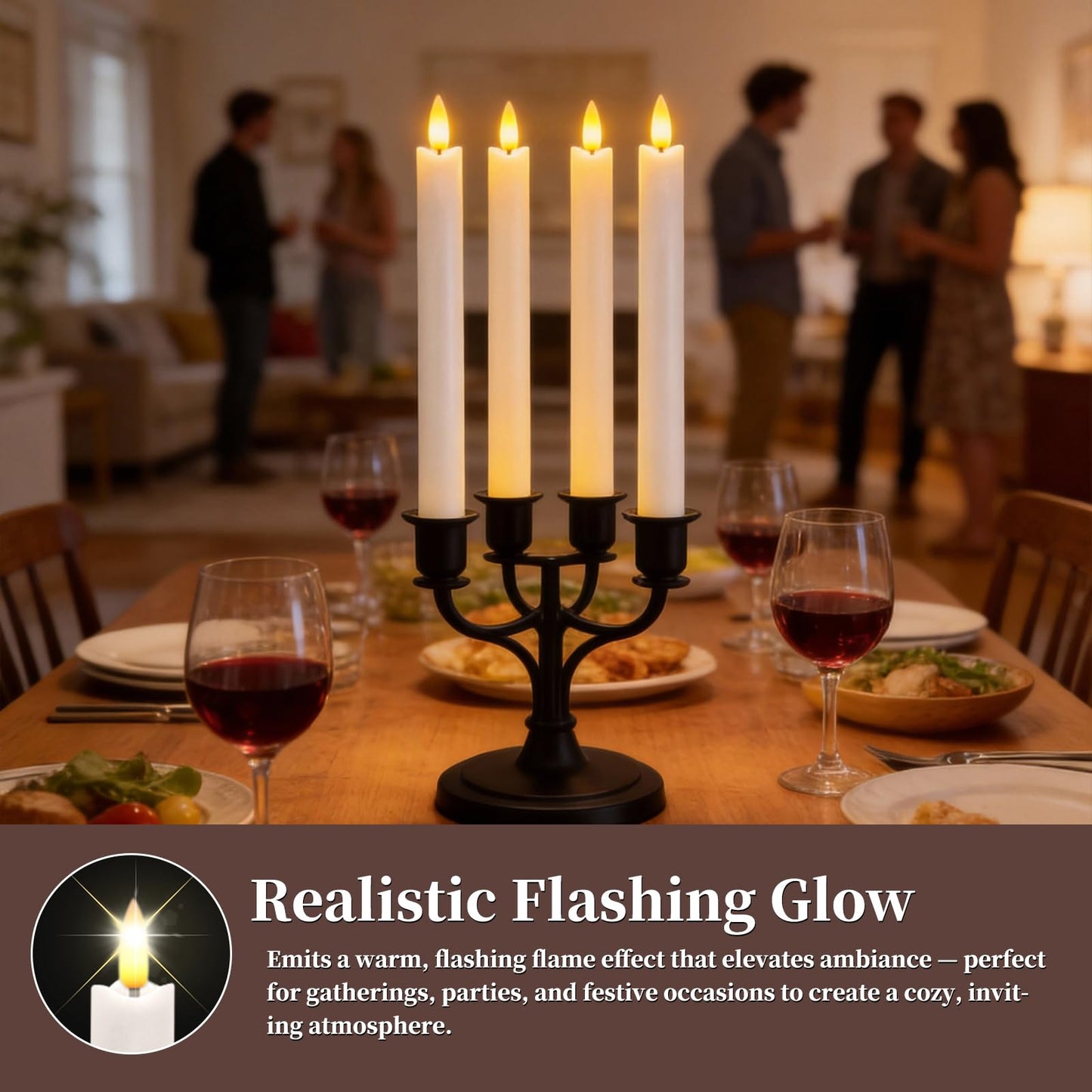 RosMank 6 Set LED Candles, Indoor & Outdoor Candles with 10-Key Remote Timer Control, Flameless, Real Wax, Decoration for Christmas, Birthday, Wedding, Party, White