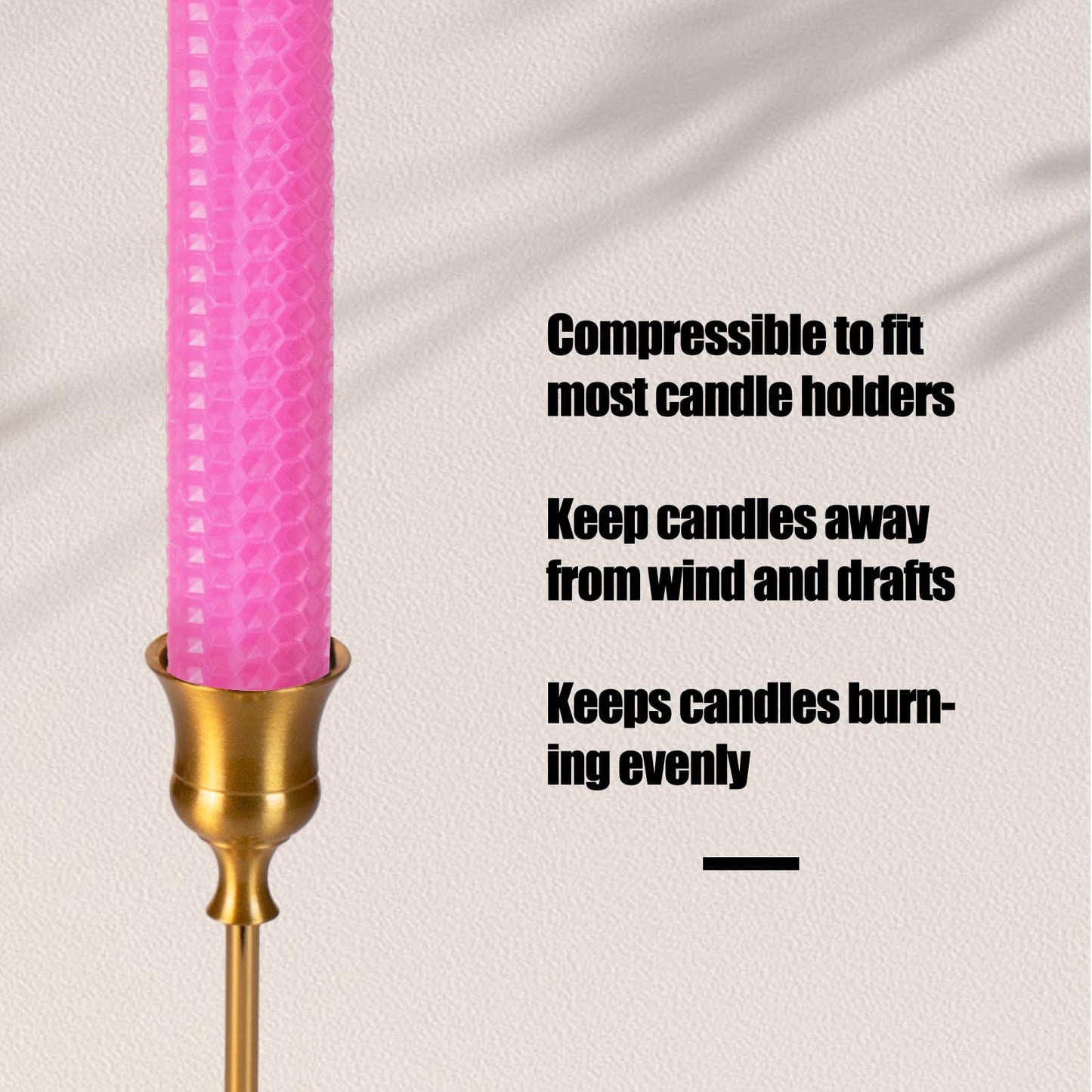 KONNI Pink Beeswax Taper Candles, 0.87 inch x 7.87 inch Hand-Rolled, Unscented, Smokeless Beeswax, Long Burning Time, Flat Top (Pack of 3), for Weddings, Dinner Parties, Spas, and Home Decor