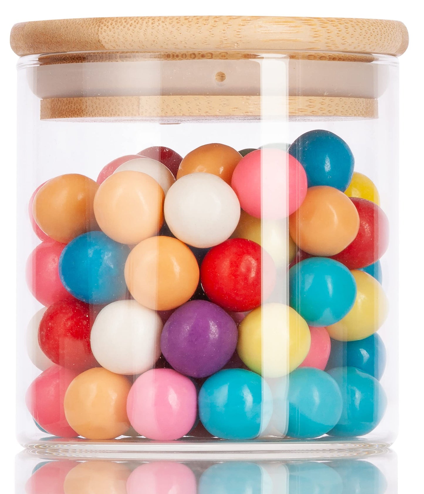 JUVITUS 10 oz Clear Glass Jar with Bamboo Silicone Sealed Lid (Single)