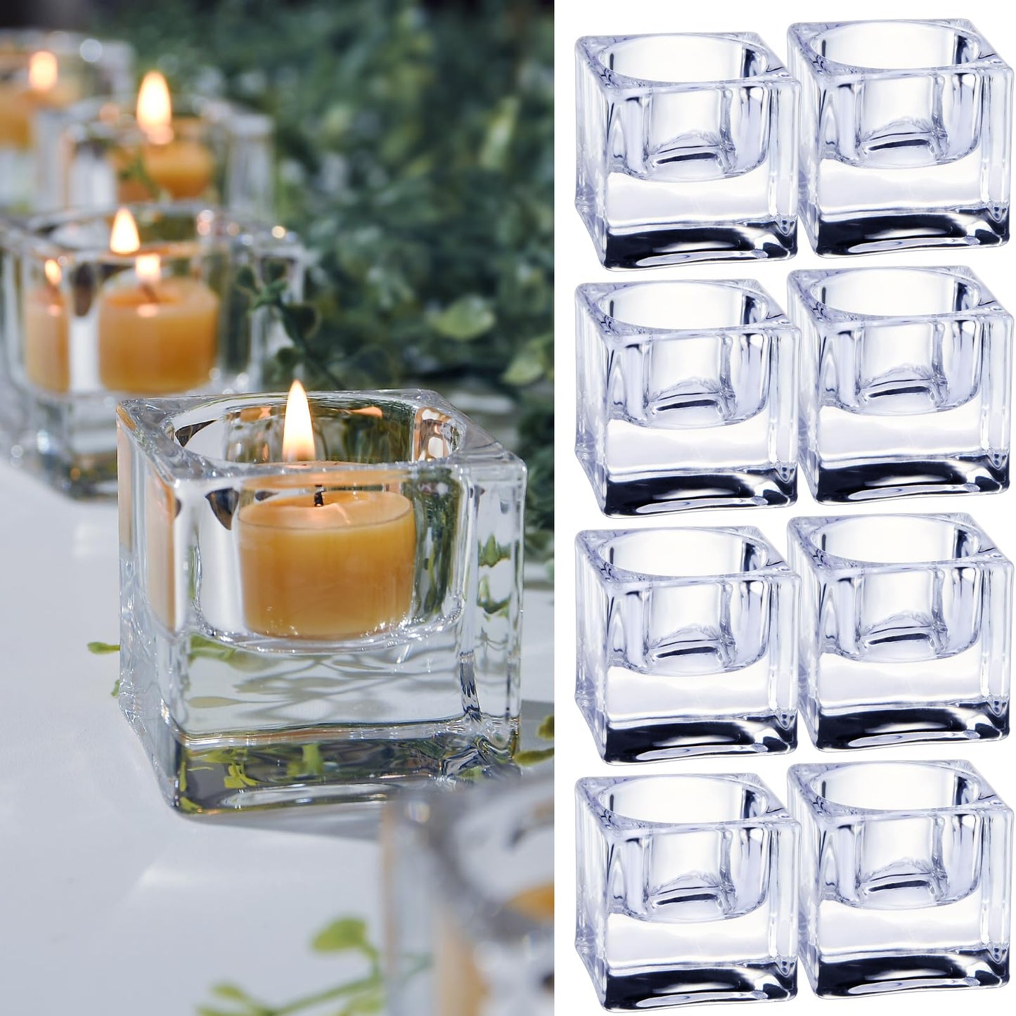 50 Candles +8 Glass Candle Holders