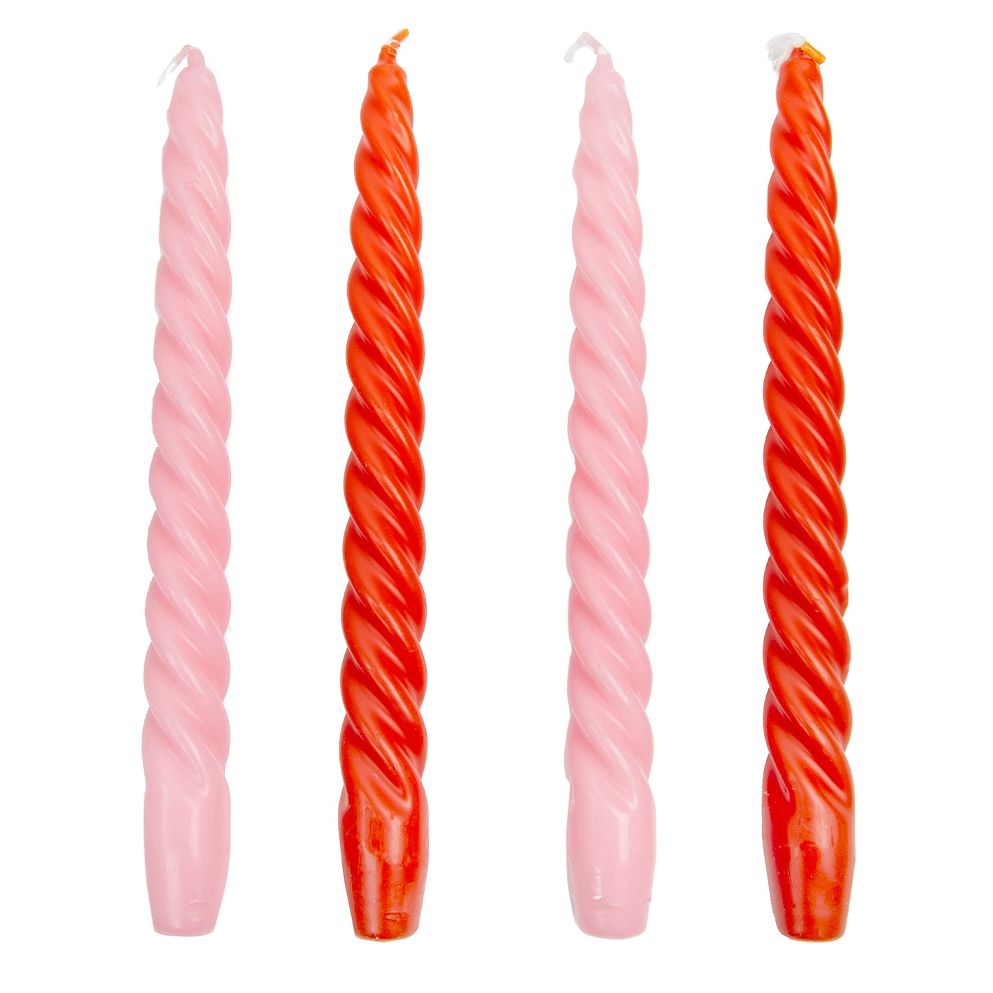 Italian Spiral Twisted Tapered Dinner Candles, Ideal Valentines Day Gift, 4pack, Tabling Tables, Pink and Orange
