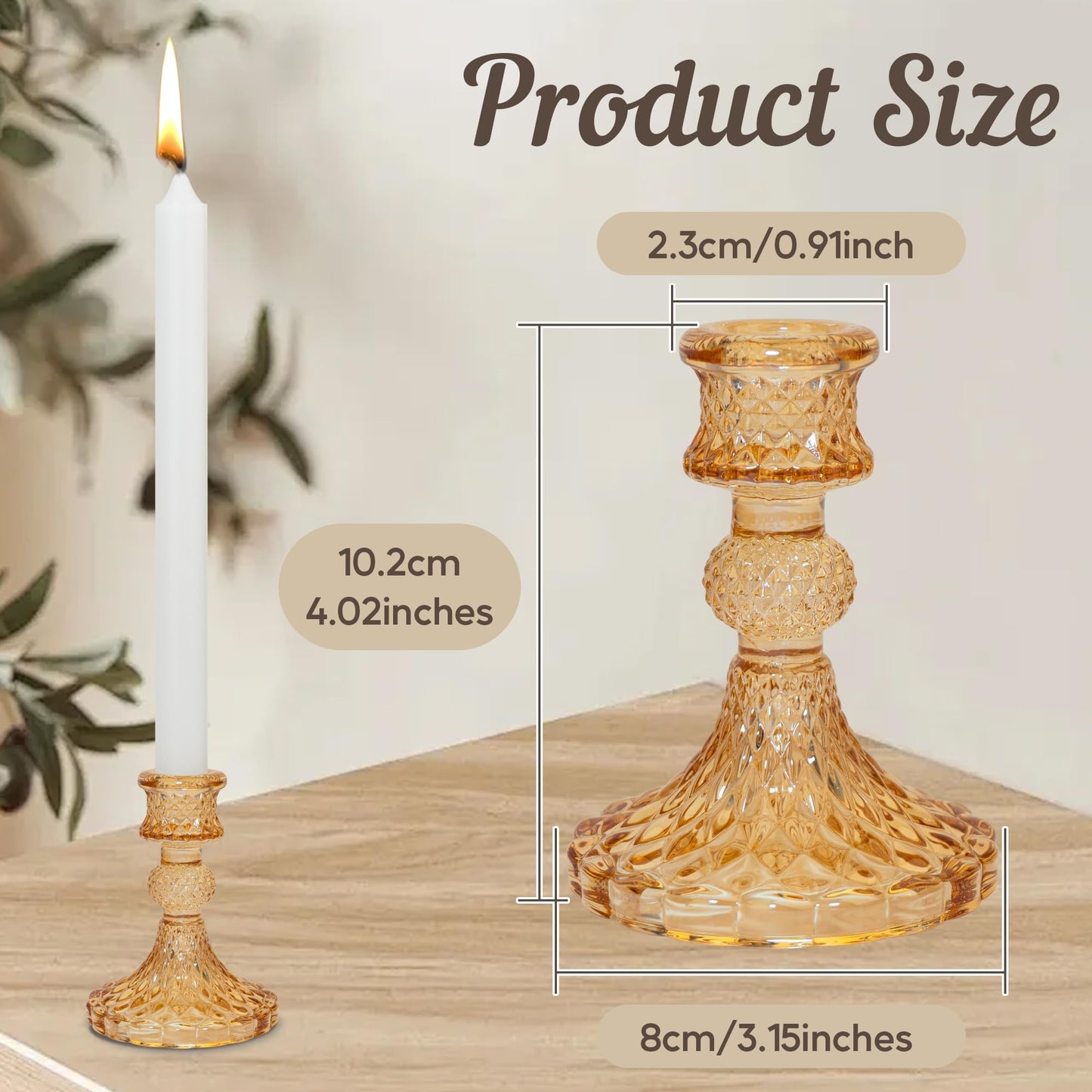 Crystal Glass Candlestick Holder Taper and Pillar Candle Holder Desktop Decoration for Wedding Dinning Party-3 pcs