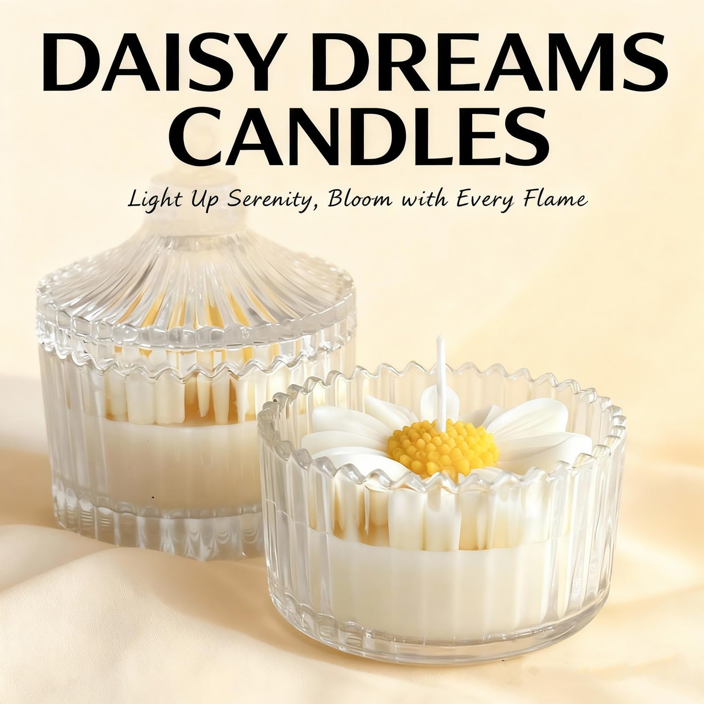 Daisy Flower Aroma Candle,230G Soy Wax Scented Decorative Candle in Glass Jar 8 Hours,Handmade Candle for Table Photo Prop,Prefect Gift for Meditation Stress Relief Mood Boosting Bath Yoga