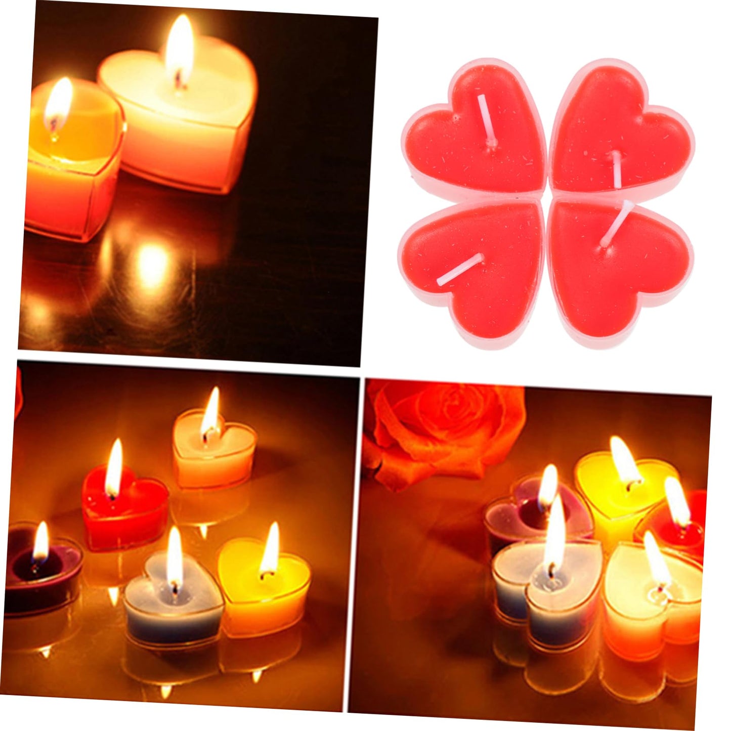 Cabilock 18Pcs Romantic Heart Shaped Tealight Candles for Wedding Party and Bedroom Long Burning Safe Decorative Candles for Valentines Day and Home Ambiance