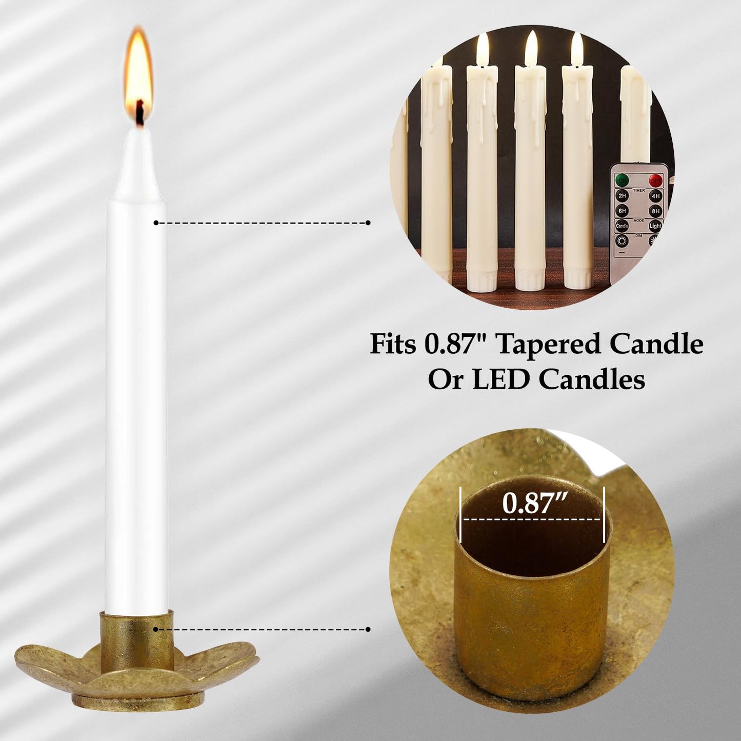 NIKKY HOME Gold Flower Taper Candle Holders Set of 2, Vintage Candle Stand