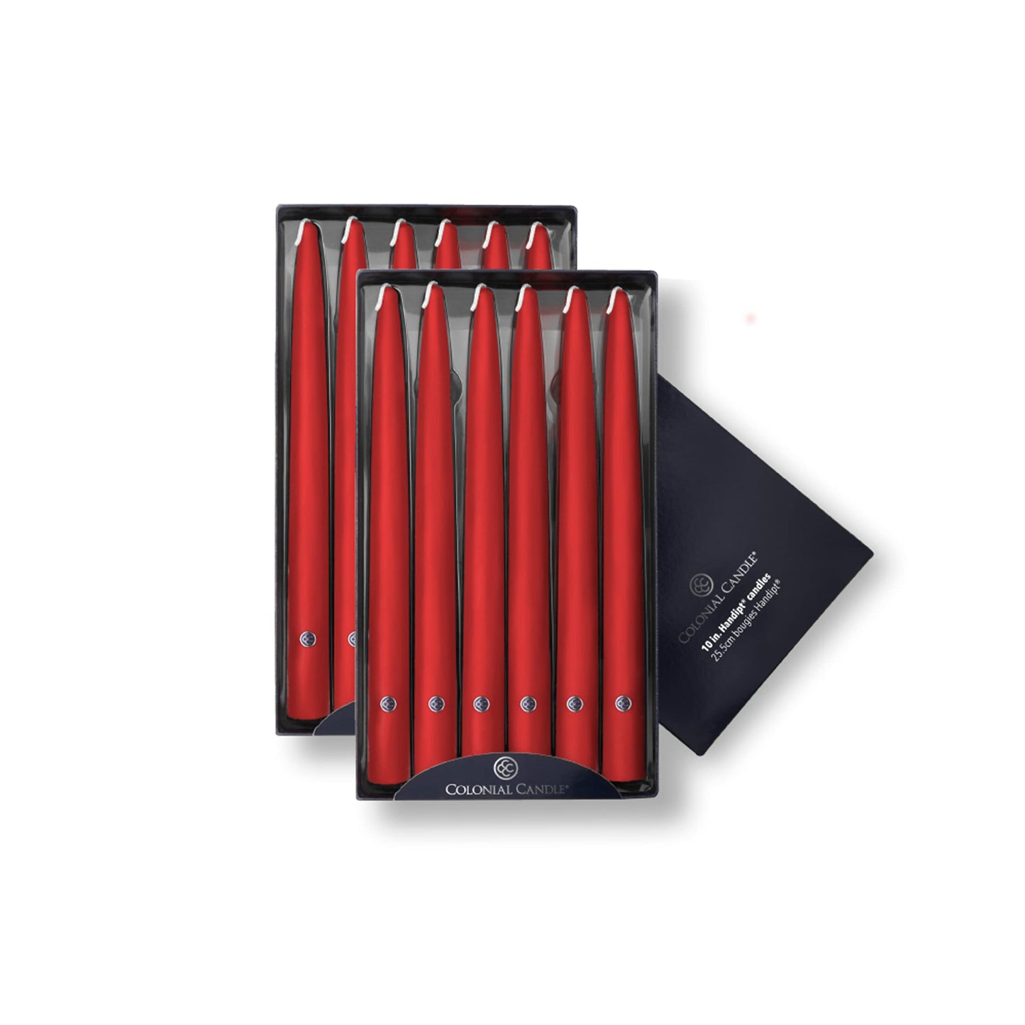 Colonial Candle Unscented Taper Candle, Handipt Collection, Red, 10 in, Pack of 12 - Up to 8 Hours Burn